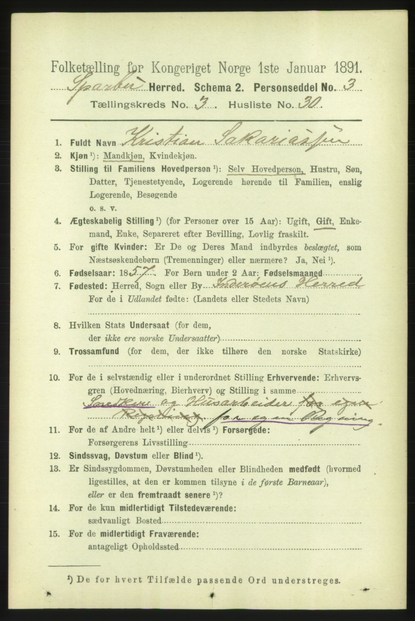 RA, 1891 census for 1731 Sparbu, 1891, p. 1027