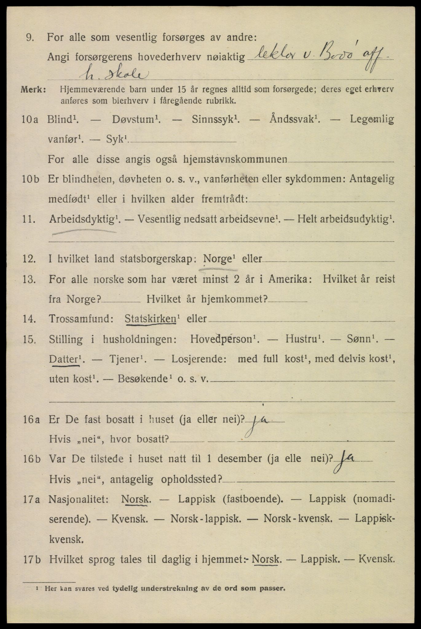 SAT, 1920 census for Bodø, 1920, p. 7004