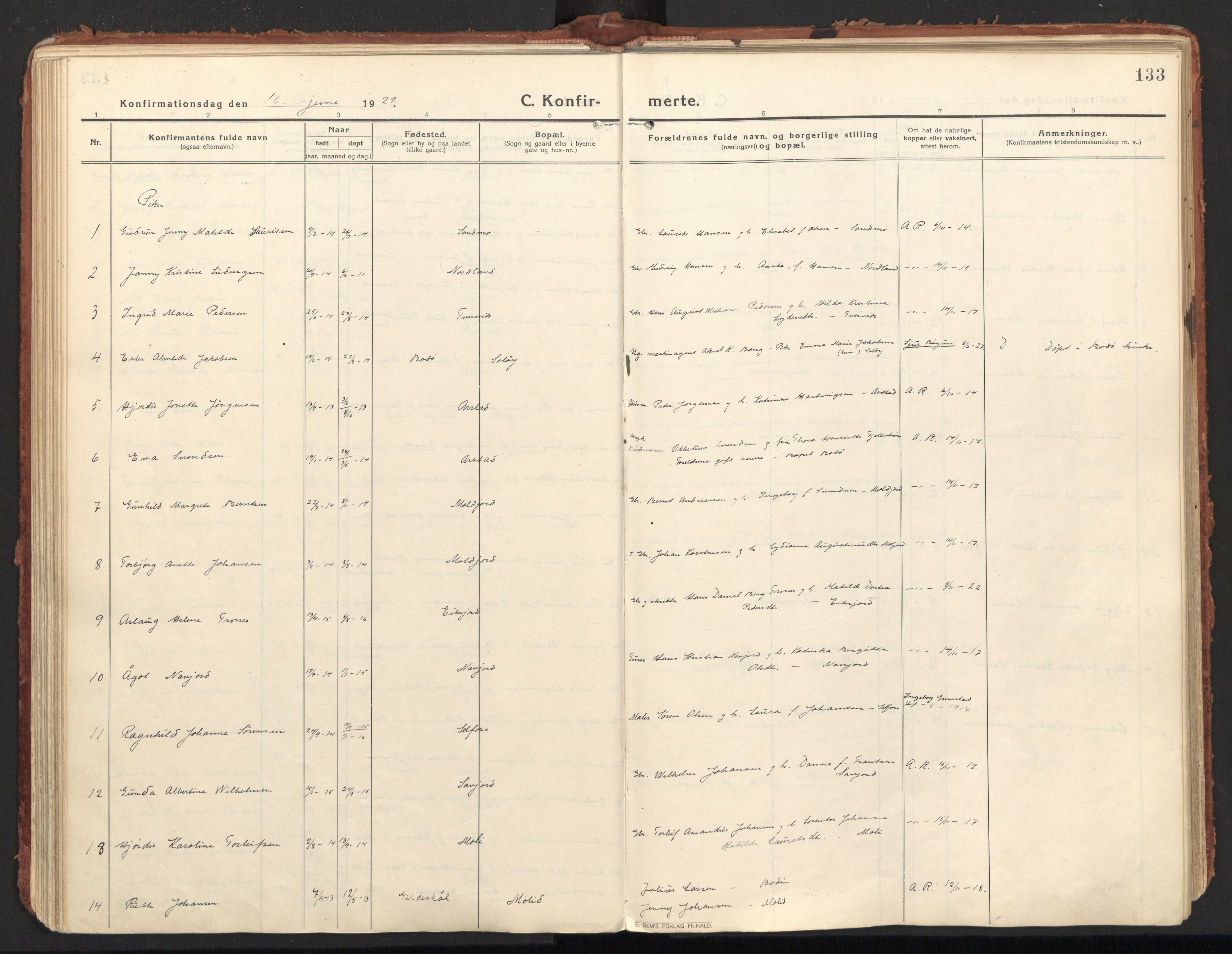 Ministerialprotokoller, klokkerbøker og fødselsregistre - Nordland, AV/SAT-A-1459/846/L0650: Parish register (official) no. 846A08, 1916-1935, p. 133