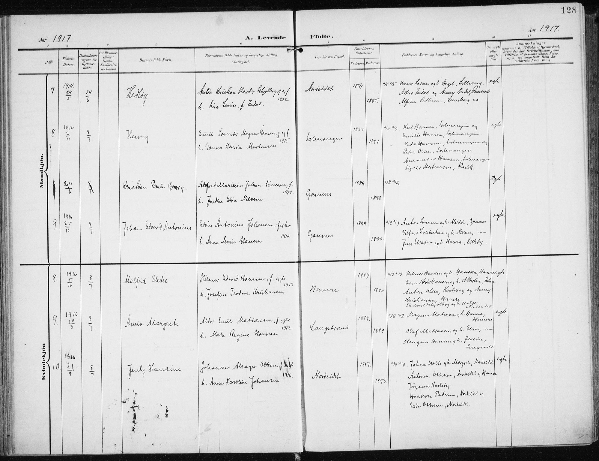 Karlsøy sokneprestembete, SATØ/S-1299/H/Ha/Haa/L0014kirke: Parish register (official) no. 14, 1903-1917, p. 128