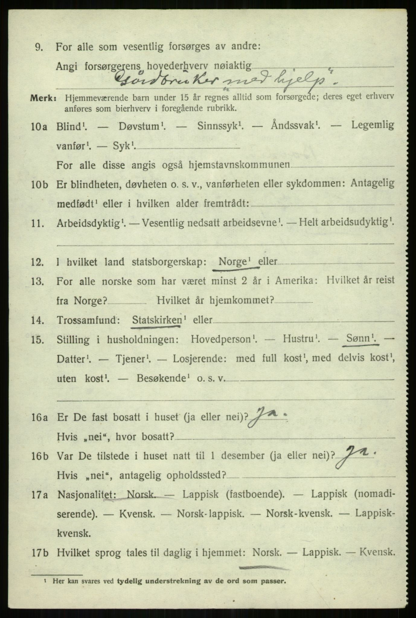 SATØ, 1920 census for Bardu, 1920, p. 2709