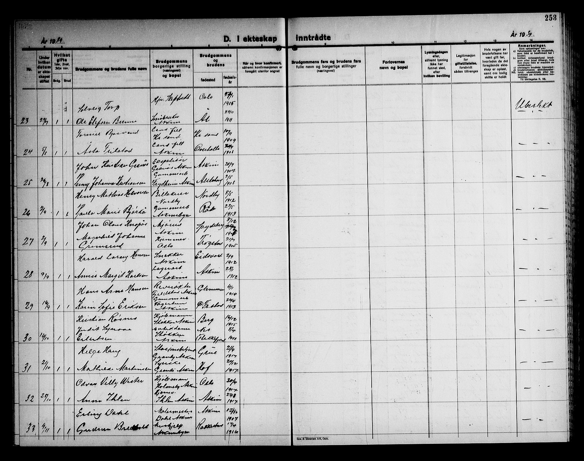 Askim prestekontor Kirkebøker, AV/SAO-A-10900/G/Ga/L0004: Parish register (copy) no. 4, 1938-1947, p. 253