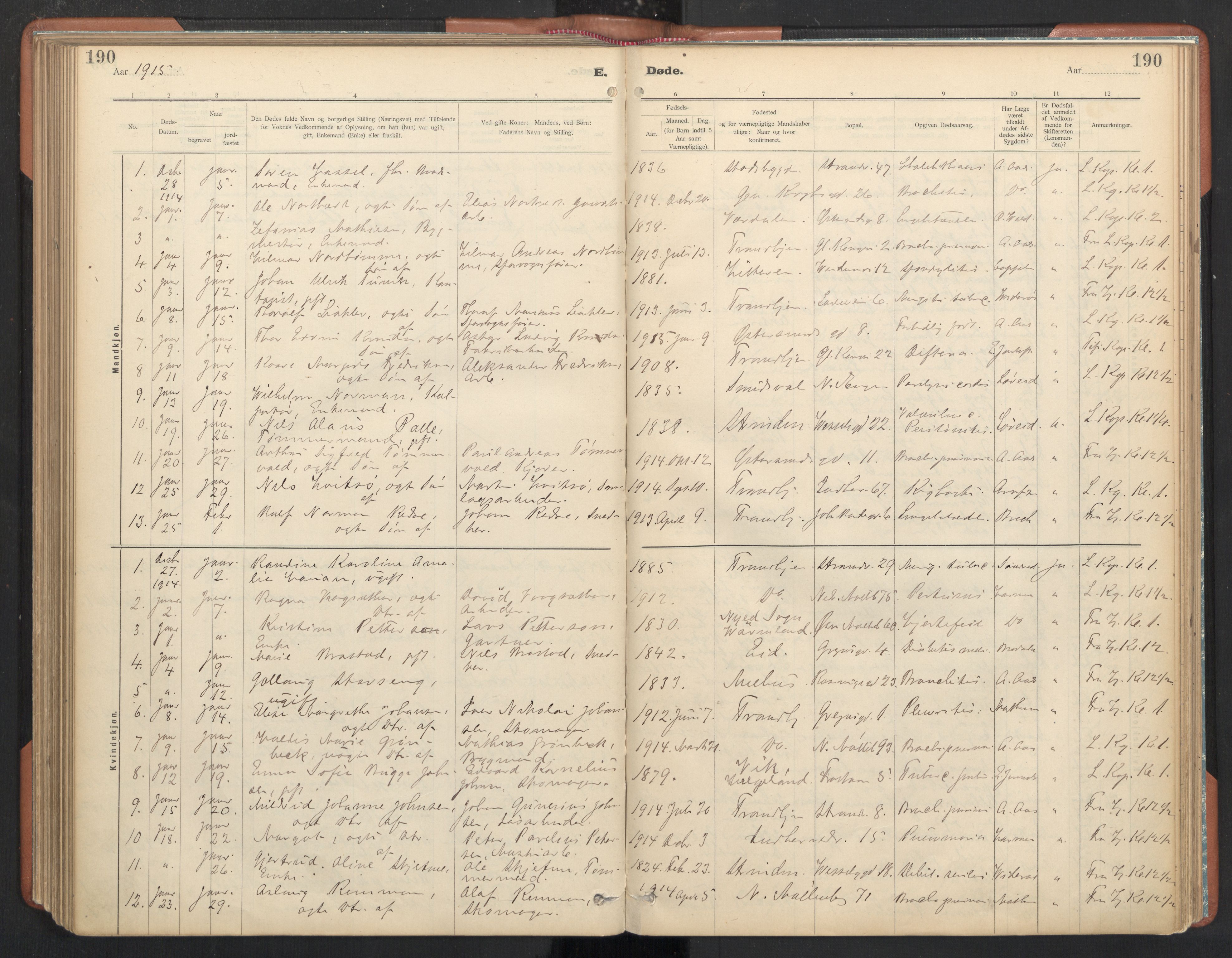 Ministerialprotokoller, klokkerbøker og fødselsregistre - Sør-Trøndelag, SAT/A-1456/605/L0244: Parish register (official) no. 605A06, 1908-1954, p. 190
