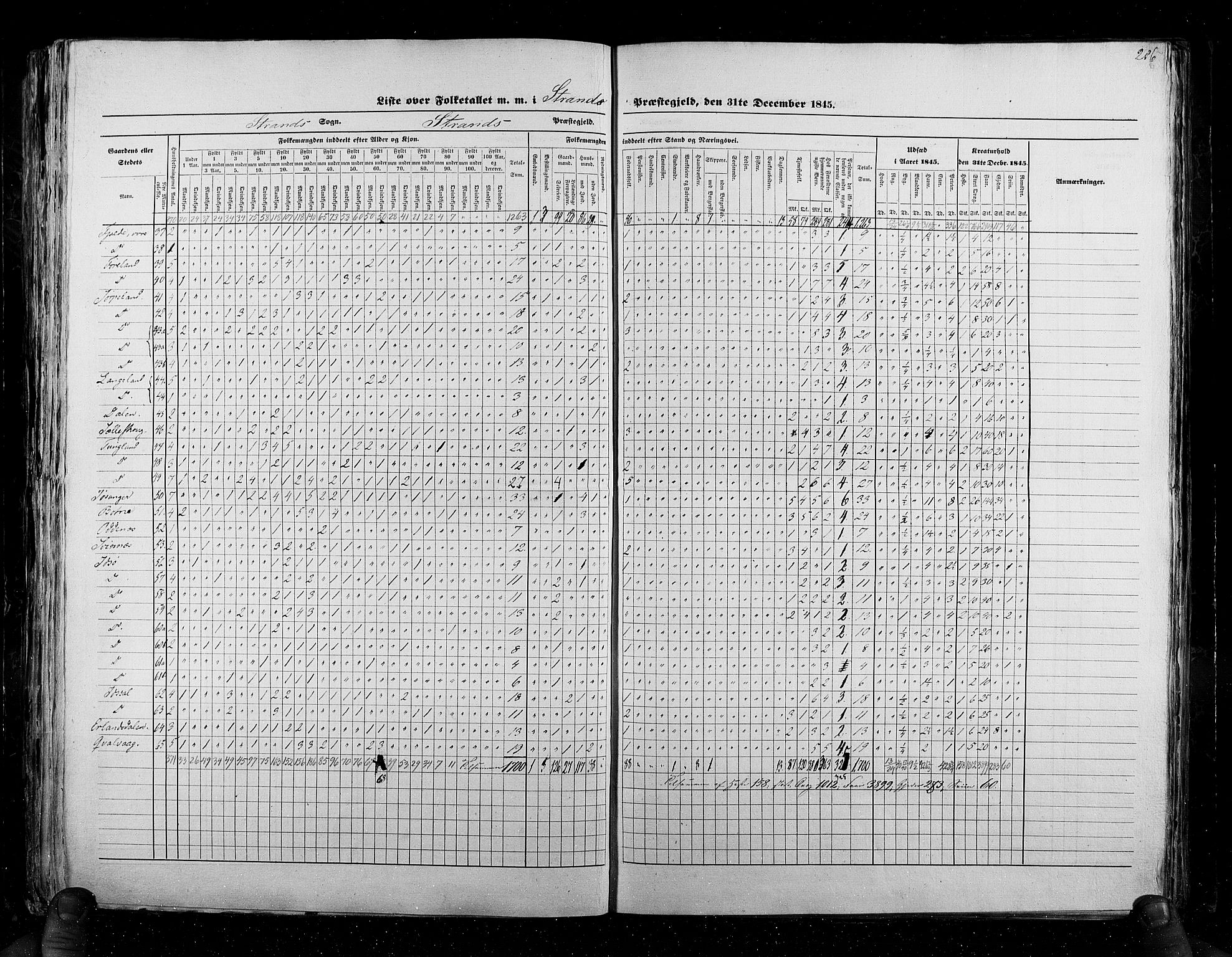 RA, Census 1845, vol. 6: Lister og Mandal amt og Stavanger amt, 1845, p. 286