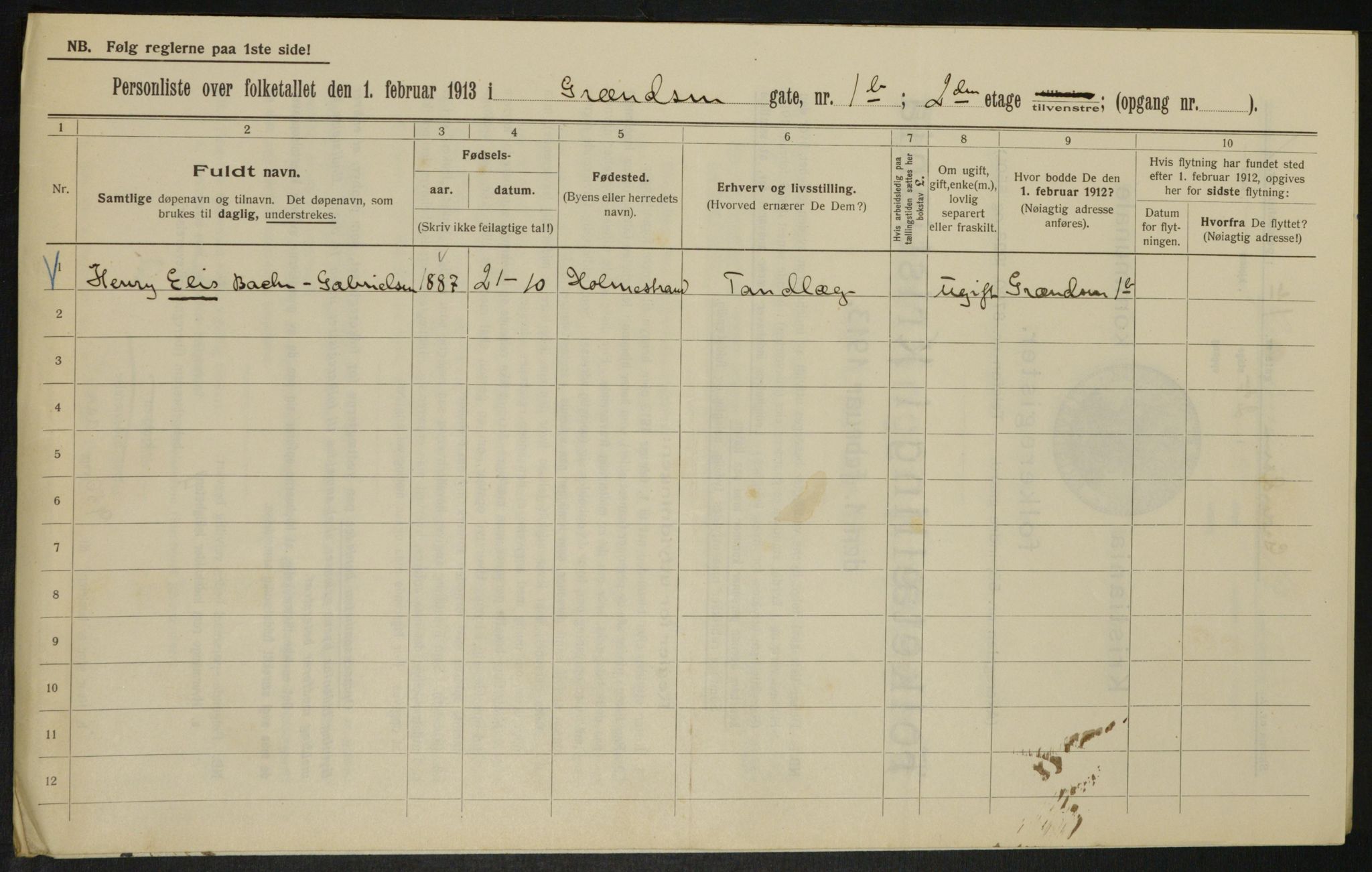 OBA, Municipal Census 1913 for Kristiania, 1913, p. 29788