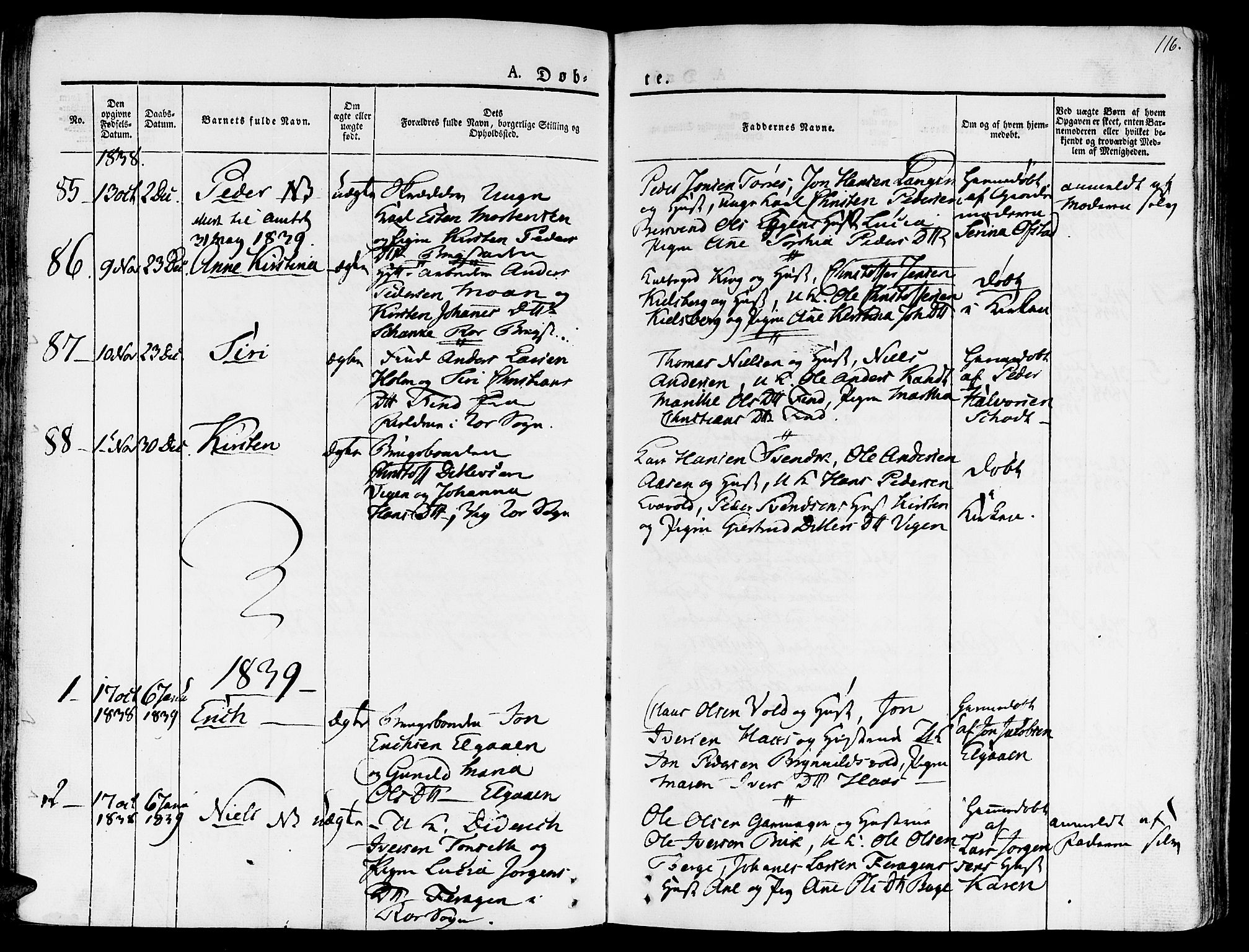 Ministerialprotokoller, klokkerbøker og fødselsregistre - Sør-Trøndelag, SAT/A-1456/681/L0930: Parish register (official) no. 681A08, 1829-1844, p. 116