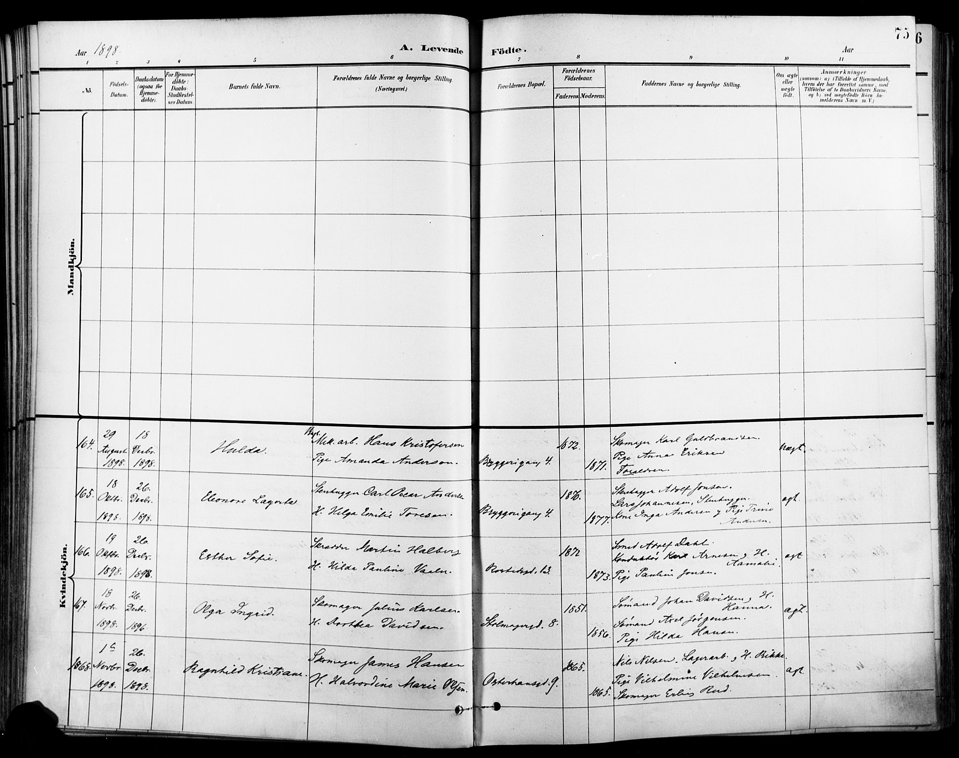 Jakob prestekontor Kirkebøker, SAO/A-10850/F/Fa/L0005: Parish register (official) no. 5, 1896-1903, p. 75