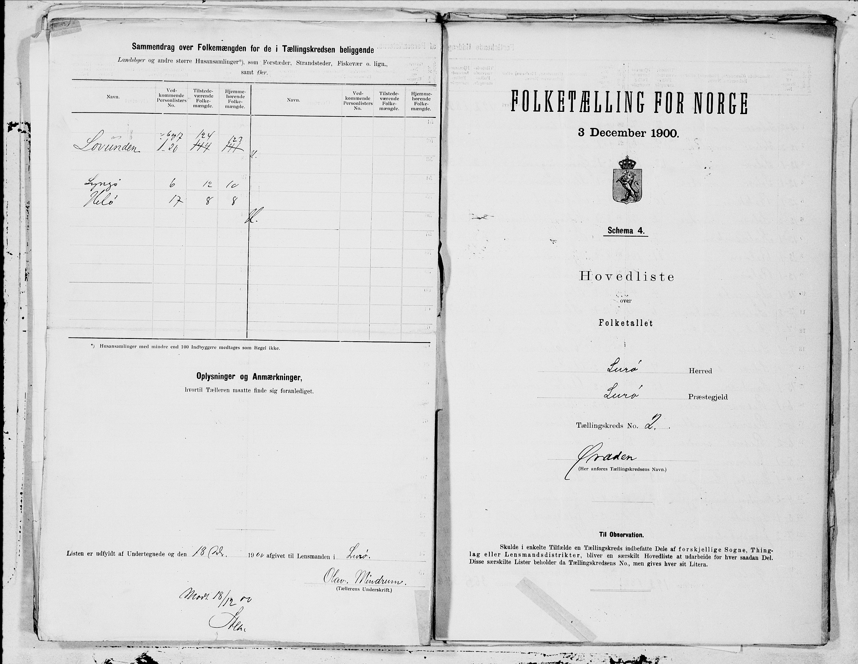 SAT, 1900 census for Lurøy, 1900, p. 4