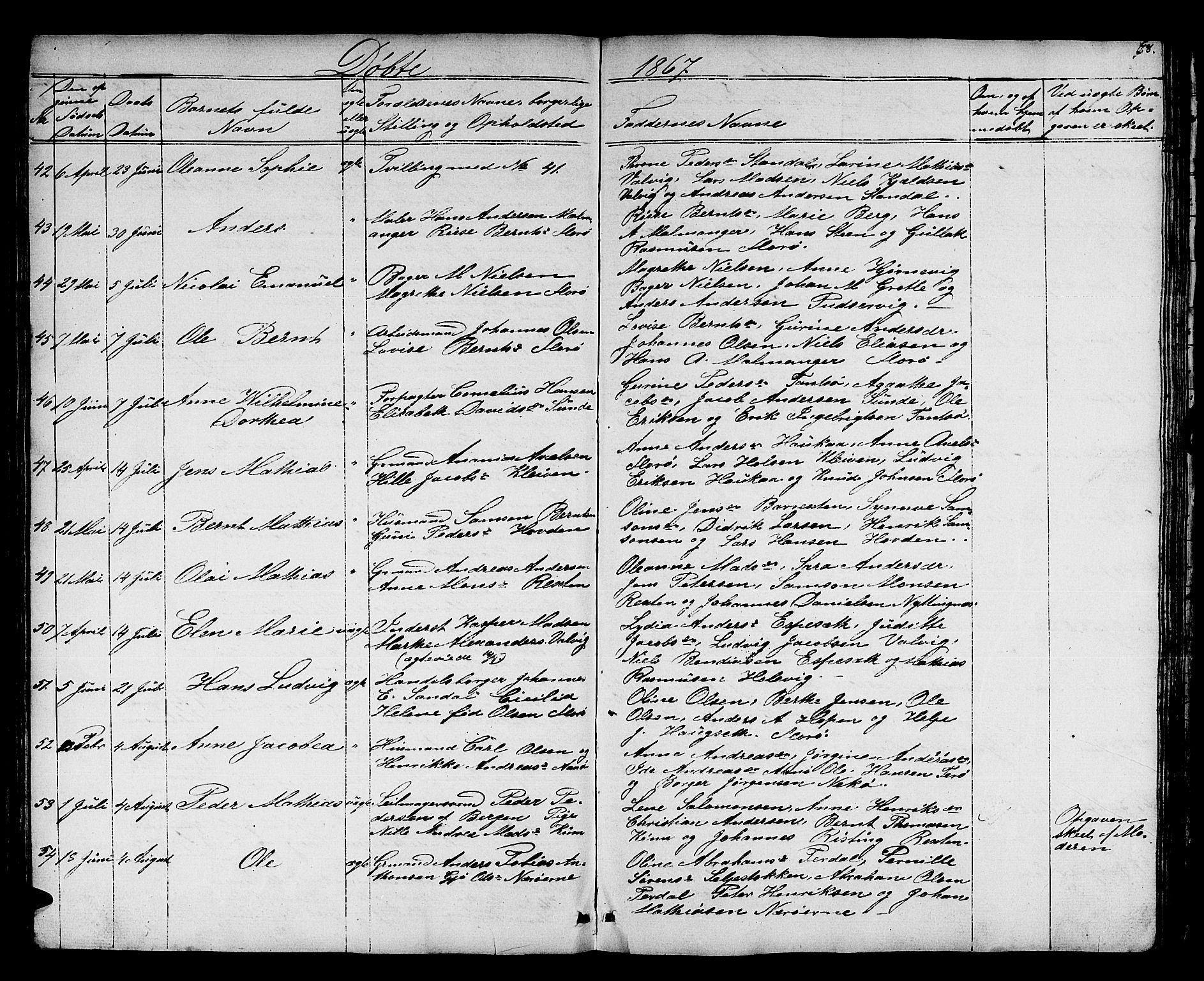 Kinn sokneprestembete, AV/SAB-A-80801/H/Hab/Haba/L0001: Parish register (copy) no. A 1, 1853-1868, p. 68