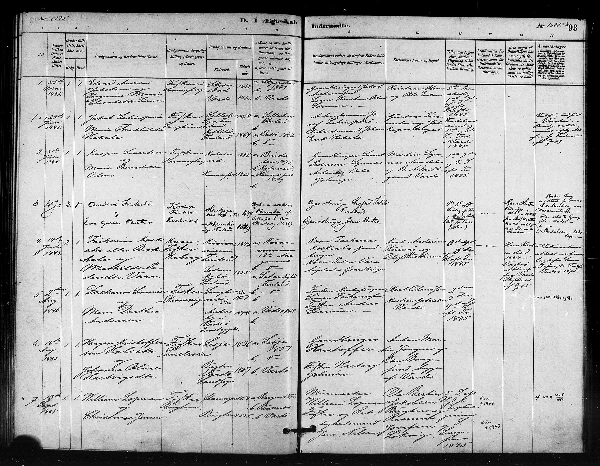 Vardø sokneprestkontor, SATØ/S-1332/H/Ha/L0008kirke: Parish register (official) no. 8, 1879-1887, p. 93