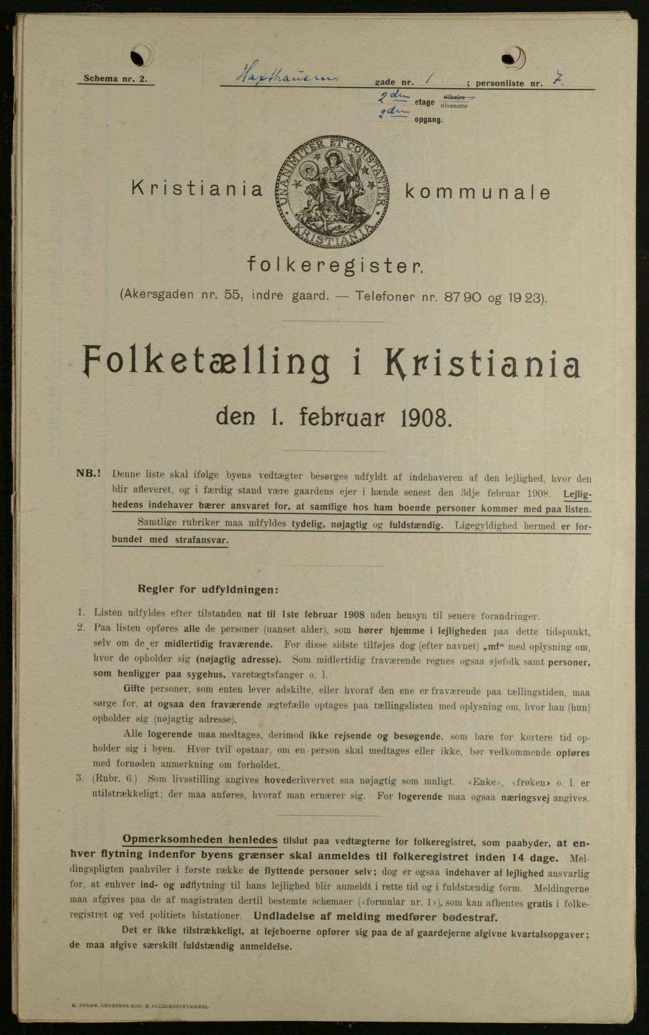 OBA, Municipal Census 1908 for Kristiania, 1908, p. 32014