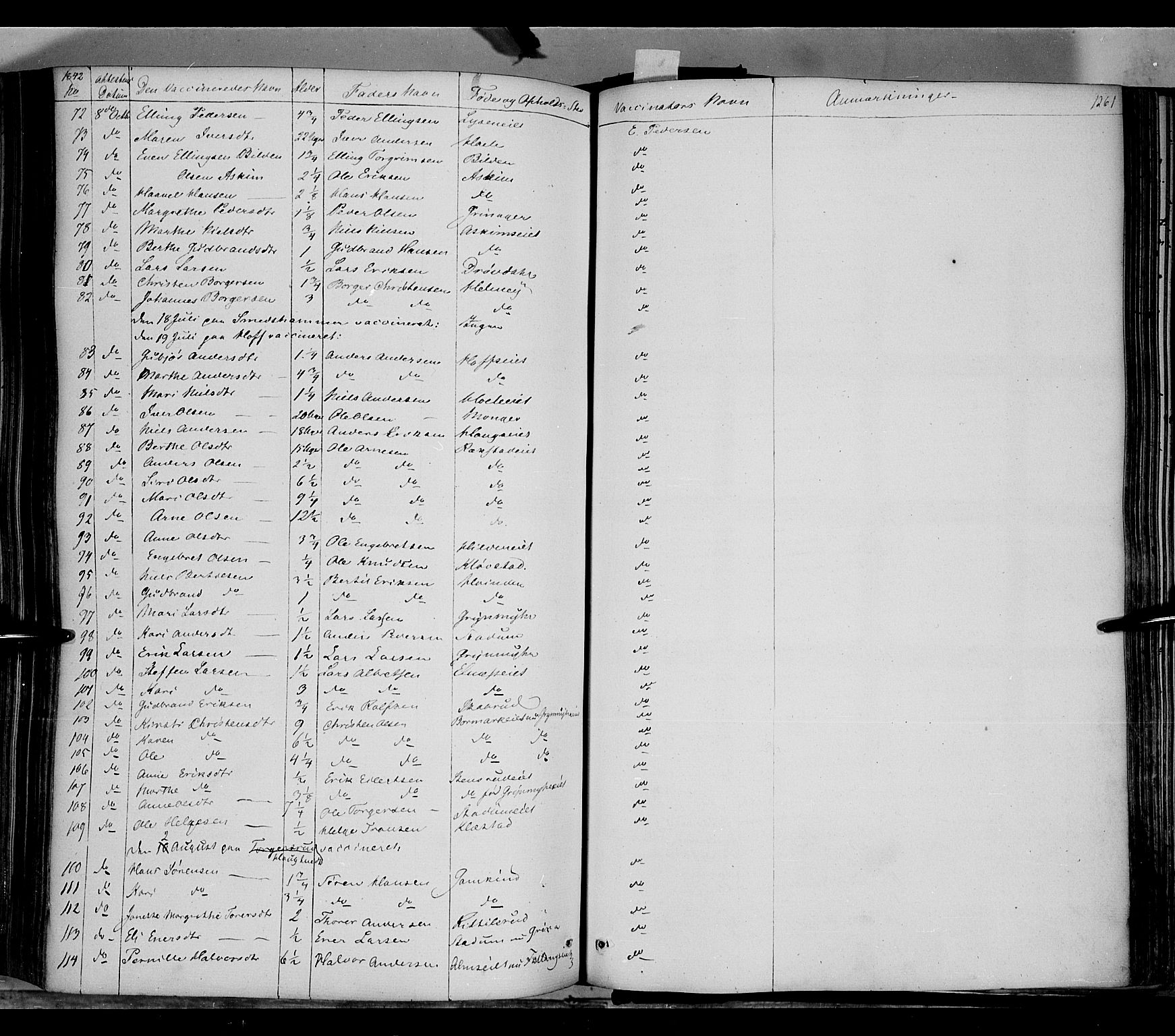 Gran prestekontor, AV/SAH-PREST-112/H/Ha/Haa/L0011: Parish register (official) no. 11, 1842-1856, p. 1260-1261