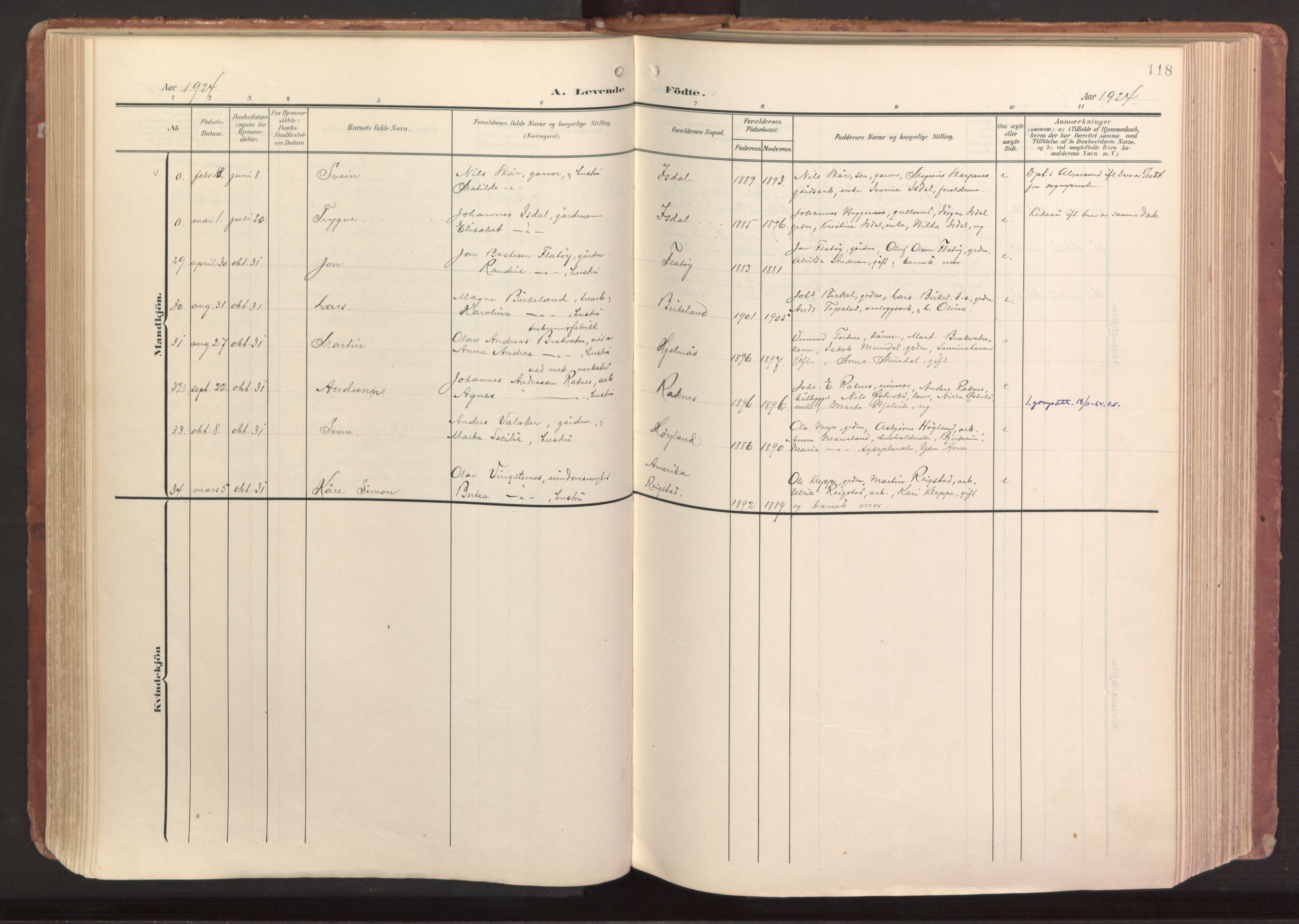 Hamre sokneprestembete, AV/SAB-A-75501/H/Ha/Haa/Haab/L0002: Parish register (official) no. B 2, 1905-1924, p. 118