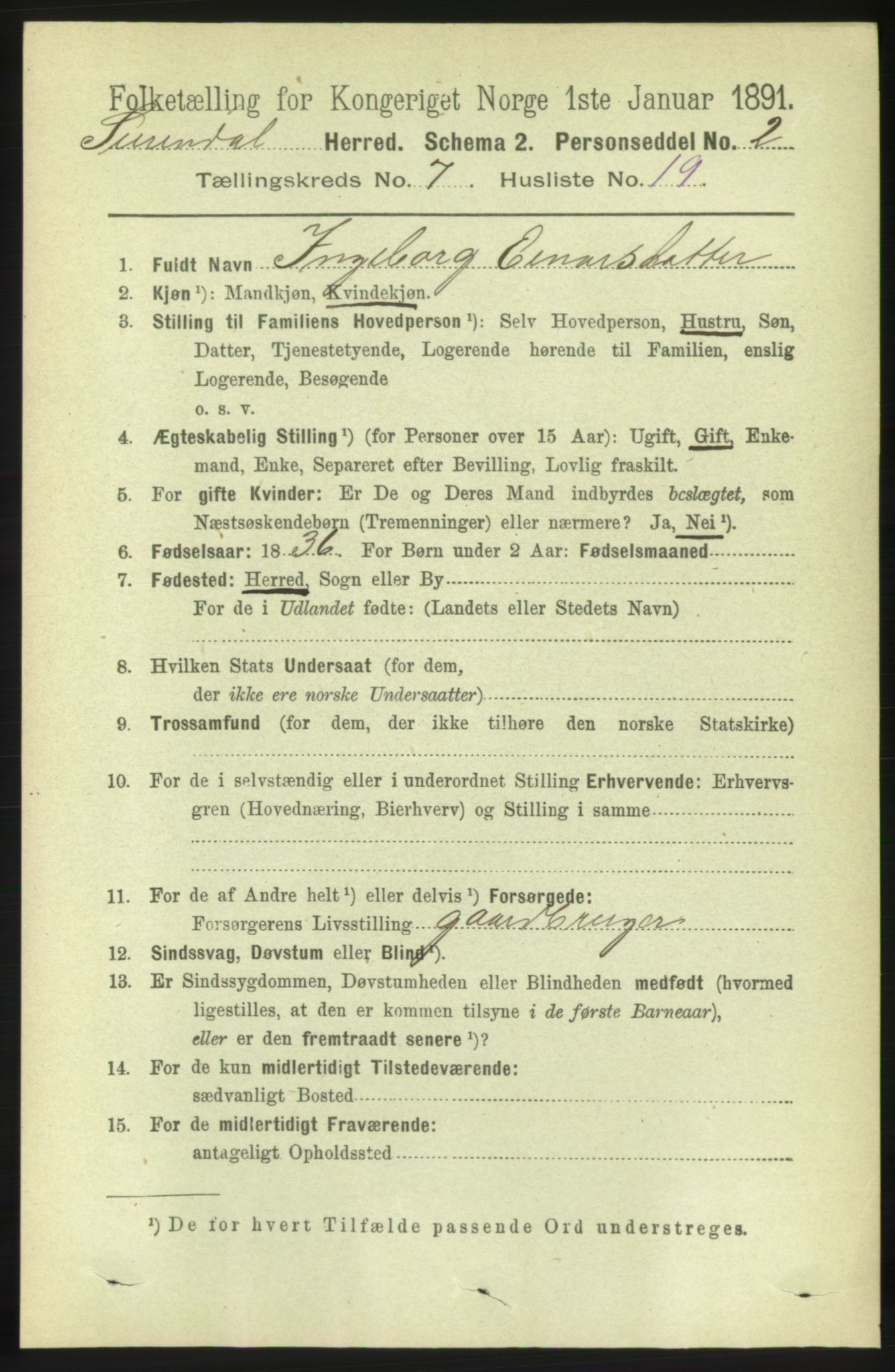 RA, 1891 census for 1566 Surnadal, 1891, p. 1940