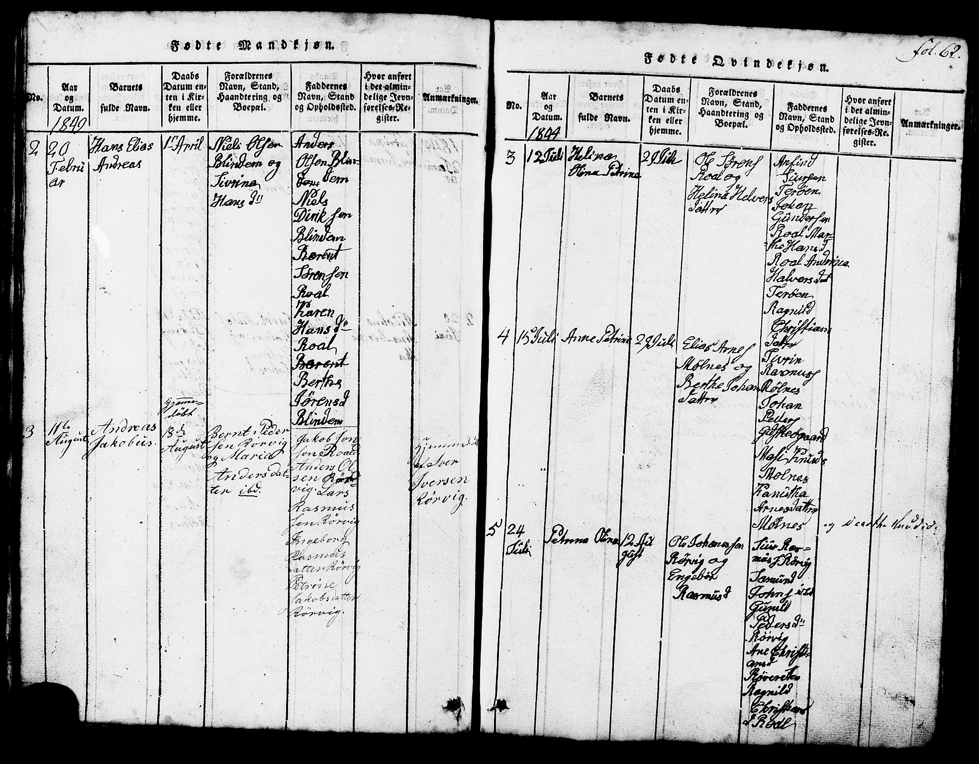 Ministerialprotokoller, klokkerbøker og fødselsregistre - Møre og Romsdal, AV/SAT-A-1454/537/L0520: Parish register (copy) no. 537C01, 1819-1868, p. 62