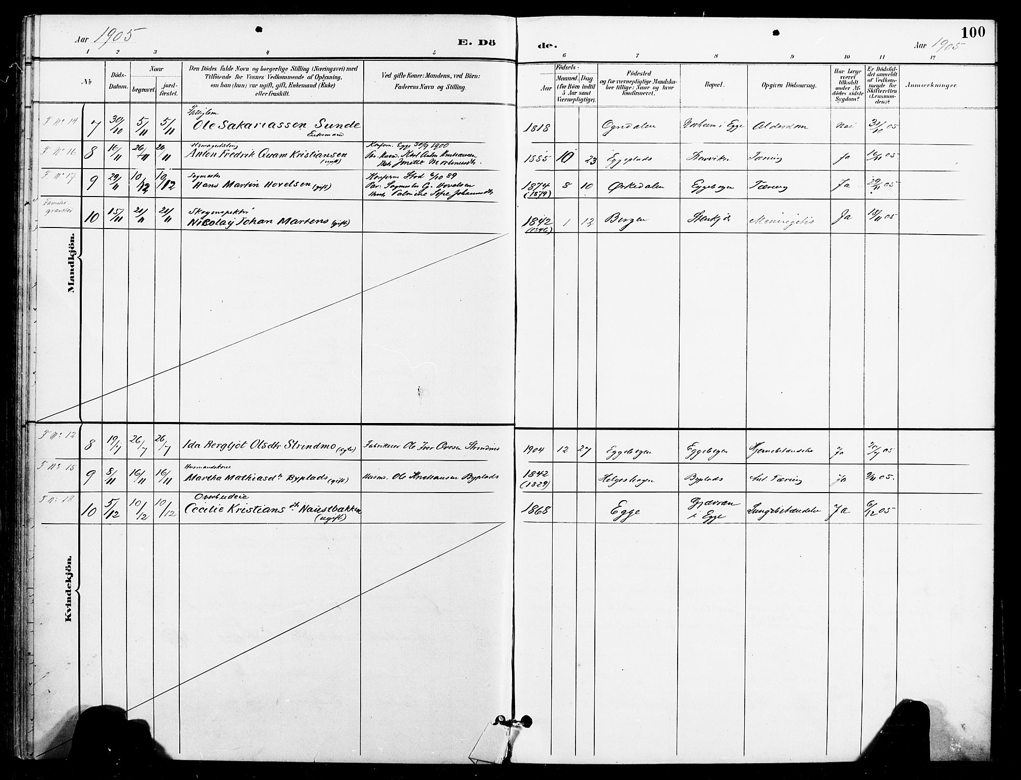 Ministerialprotokoller, klokkerbøker og fødselsregistre - Nord-Trøndelag, AV/SAT-A-1458/740/L0379: Parish register (official) no. 740A02, 1895-1907, p. 100