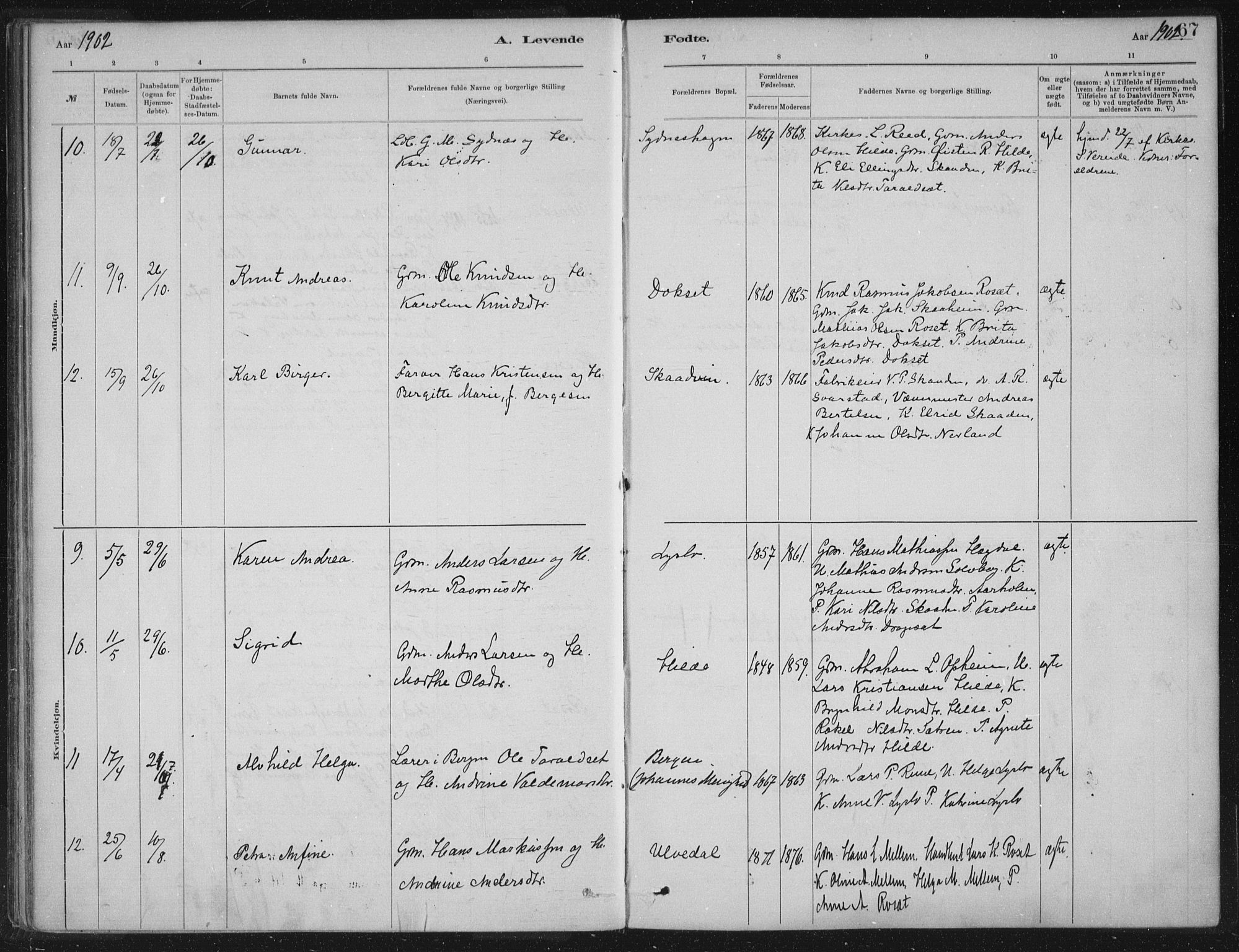 Innvik sokneprestembete, AV/SAB-A-80501: Parish register (official) no. B  1, 1879-1902, p. 67