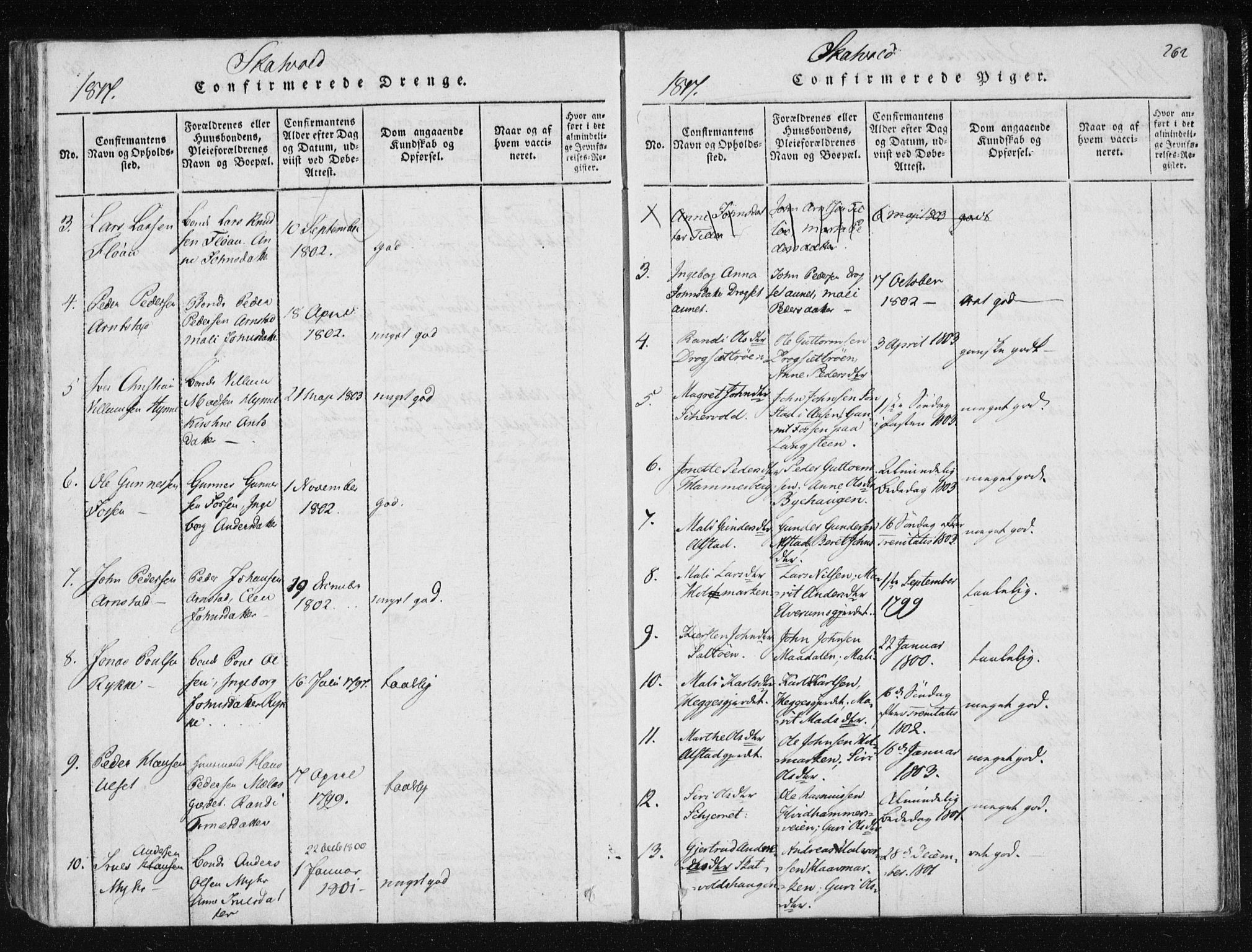 Ministerialprotokoller, klokkerbøker og fødselsregistre - Nord-Trøndelag, SAT/A-1458/709/L0061: Parish register (official) no. 709A08 /2, 1815-1819, p. 262