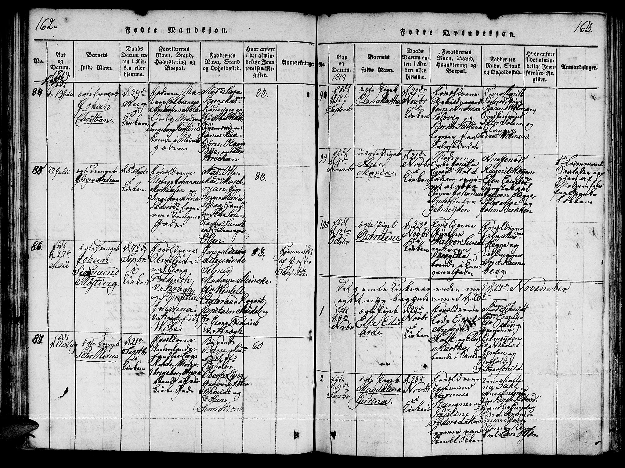 Ministerialprotokoller, klokkerbøker og fødselsregistre - Sør-Trøndelag, SAT/A-1456/601/L0043: Parish register (official) no. 601A11, 1815-1821, p. 162-163