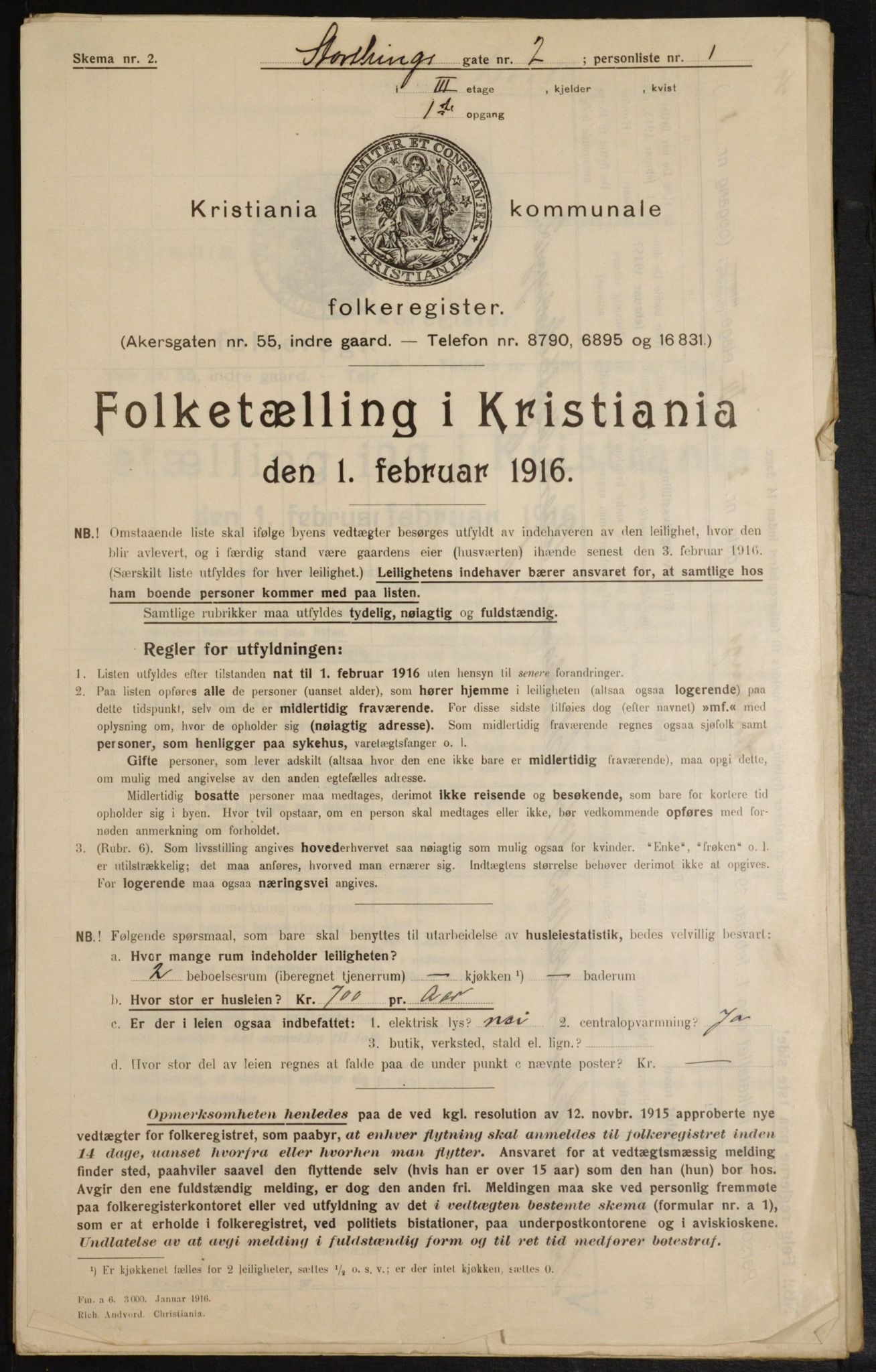 OBA, Municipal Census 1916 for Kristiania, 1916, p. 106279