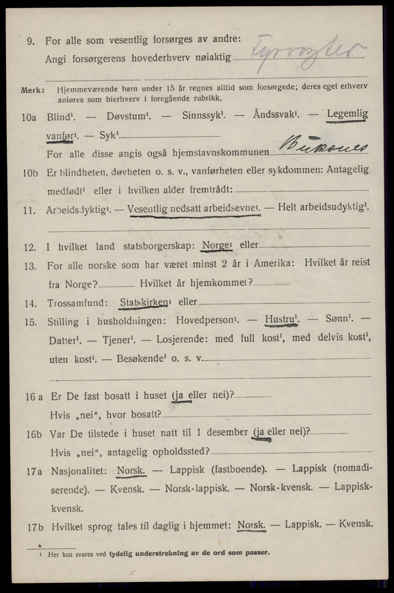 SAT, 1920 census for Buksnes, 1920, p. 5748