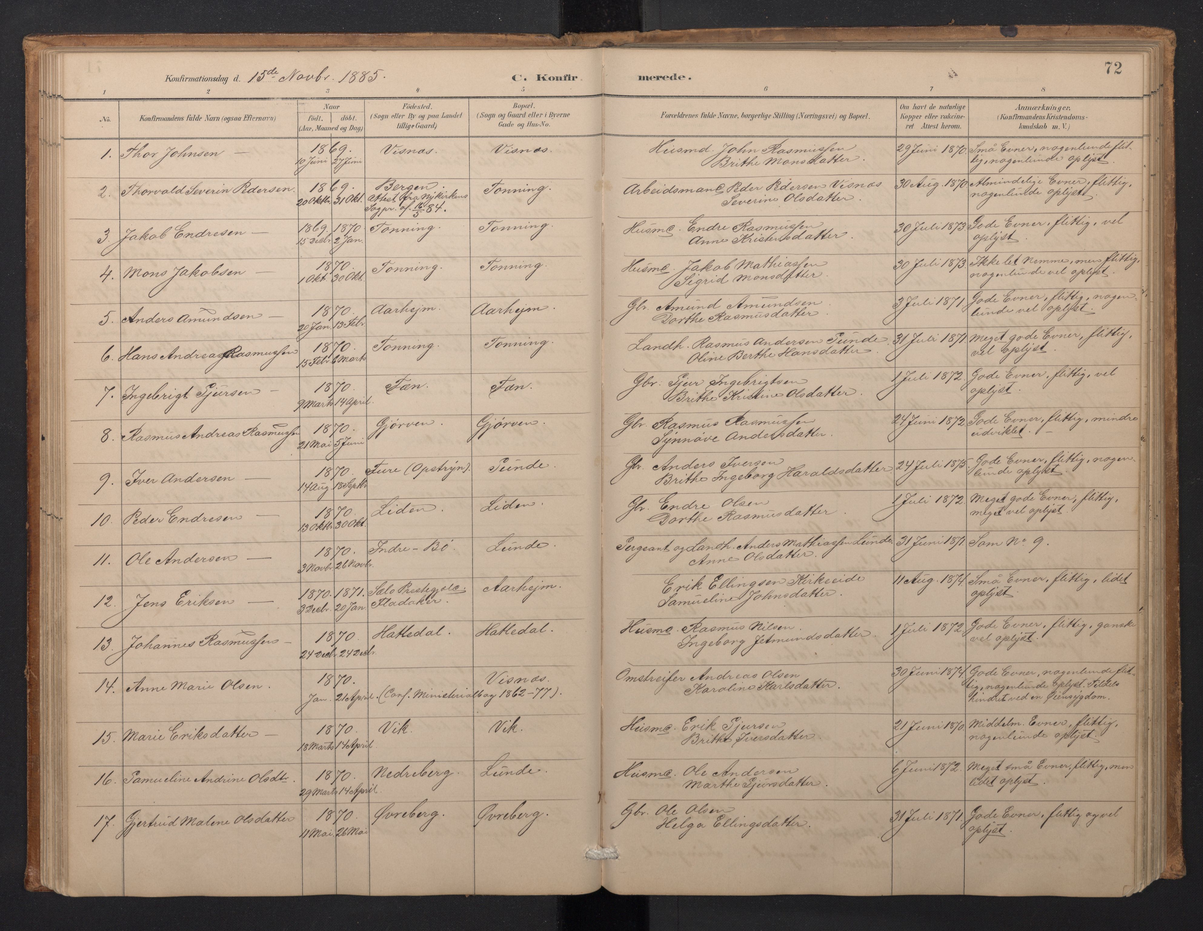 Stryn Sokneprestembete, SAB/A-82501: Parish register (copy) no. A 2, 1883-1905, p. 71b-72a