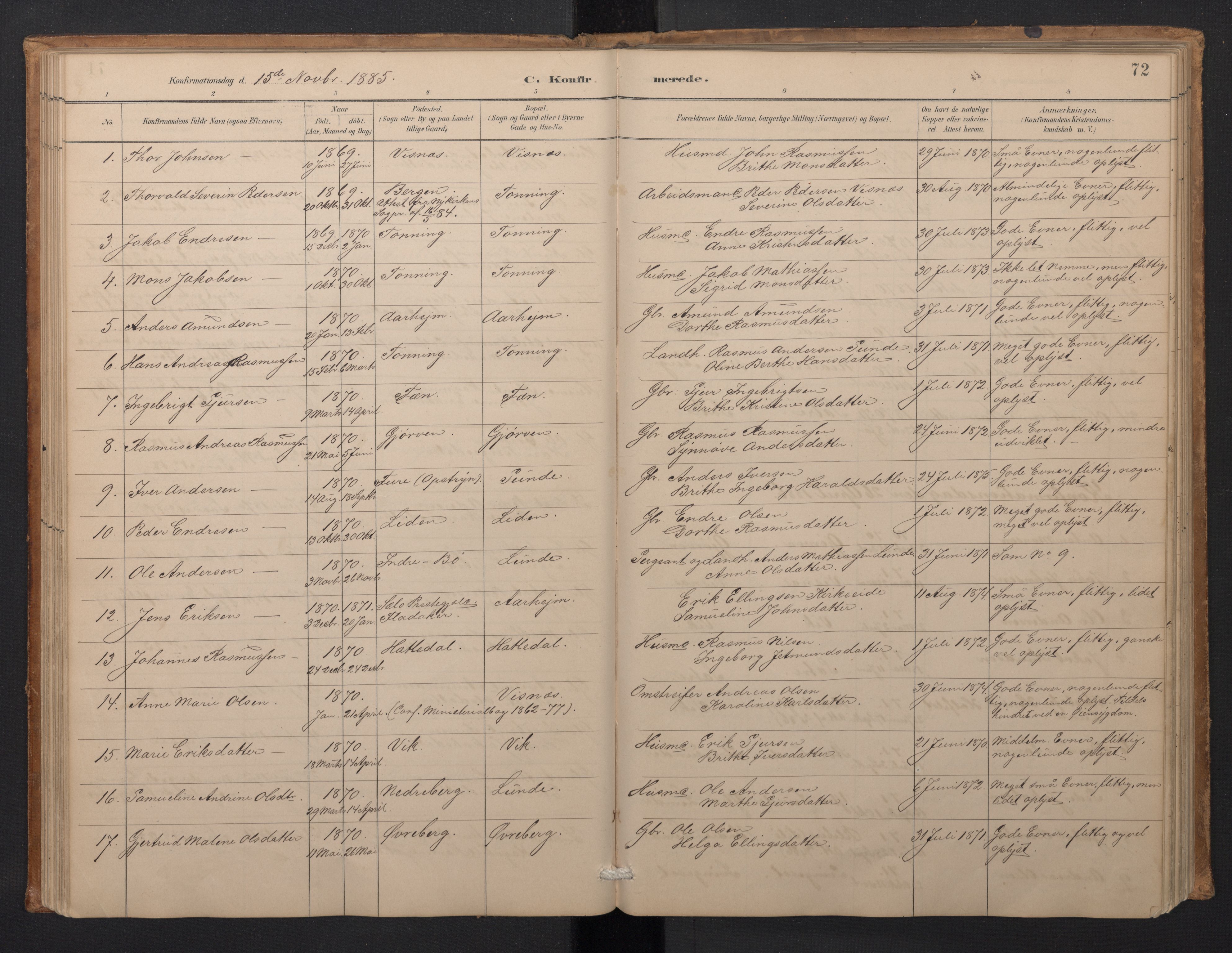 Stryn Sokneprestembete, AV/SAB-A-82501: Parish register (copy) no. A 2, 1883-1905, p. 71b-72a