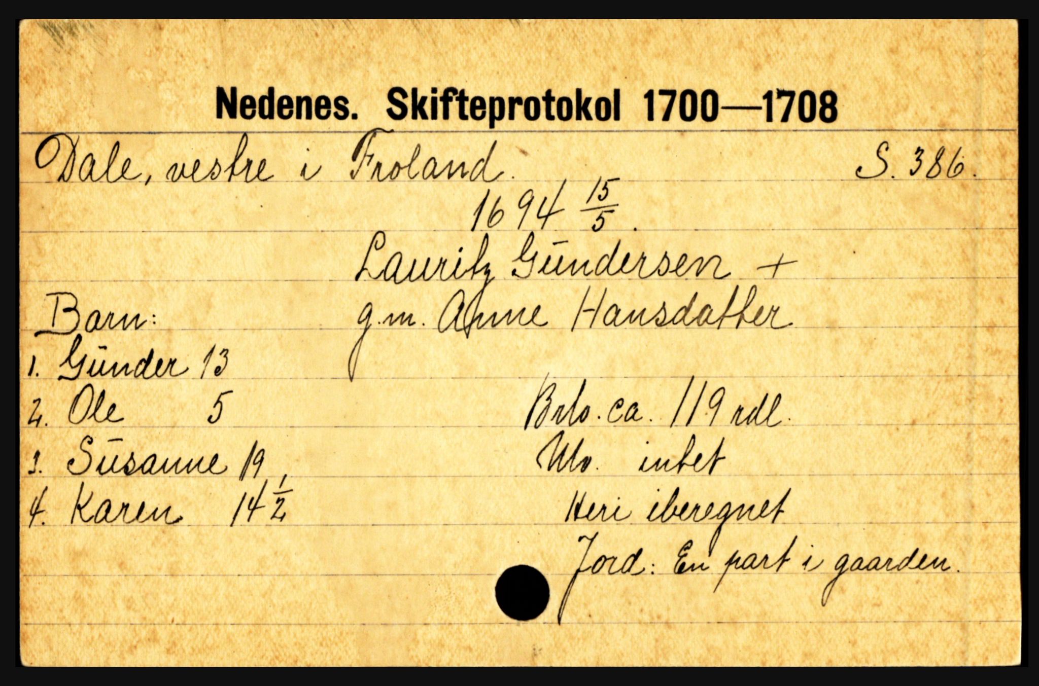 Nedenes sorenskriveri før 1824, AV/SAK-1221-0007/H, p. 5039