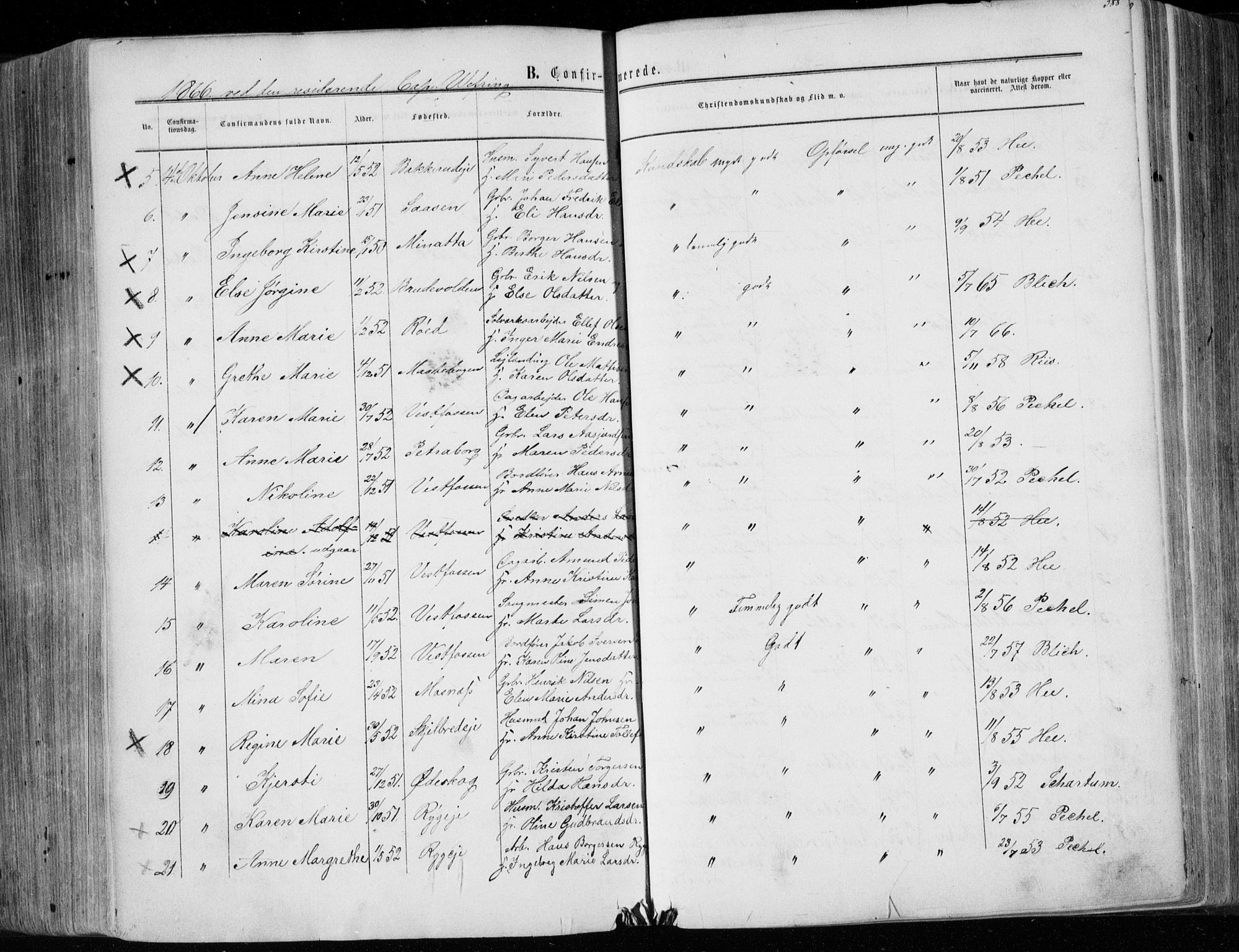 Eiker kirkebøker, AV/SAKO-A-4/F/Fa/L0016: Parish register (official) no. I 16, 1860-1868, p. 388