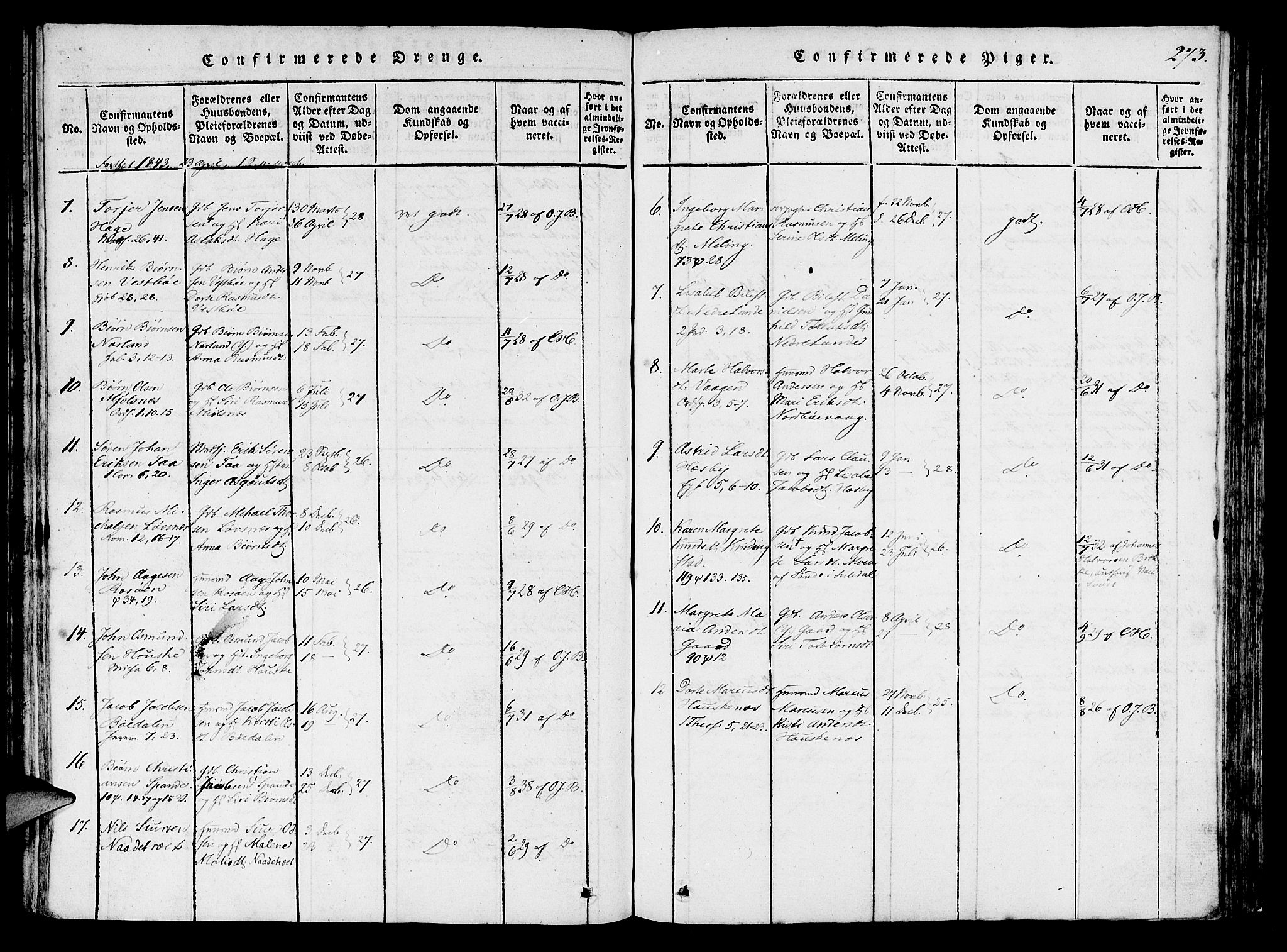 Finnøy sokneprestkontor, SAST/A-101825/H/Ha/Haa/L0006: Parish register (official) no. A 6, 1816-1846, p. 273