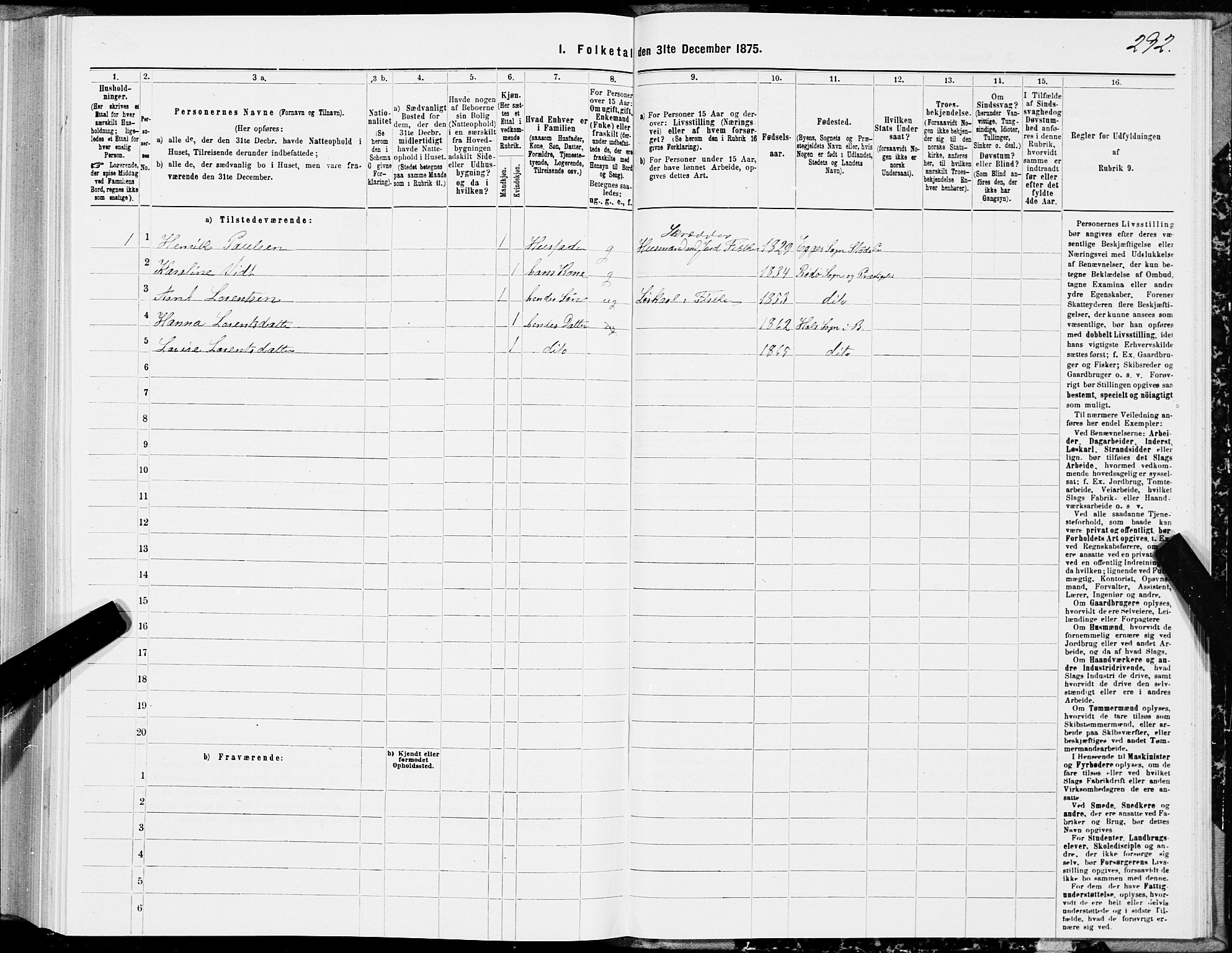 SAT, 1875 census for 1860P Buksnes, 1875, p. 2292