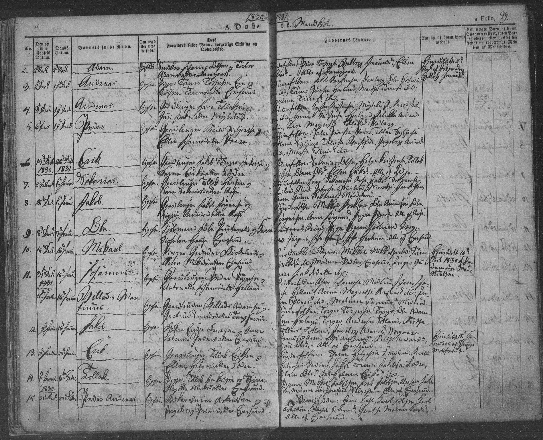 Eigersund sokneprestkontor, SAST/A-101807/S08/L0009: Parish register (official) no. A 9, 1827-1850, p. 29