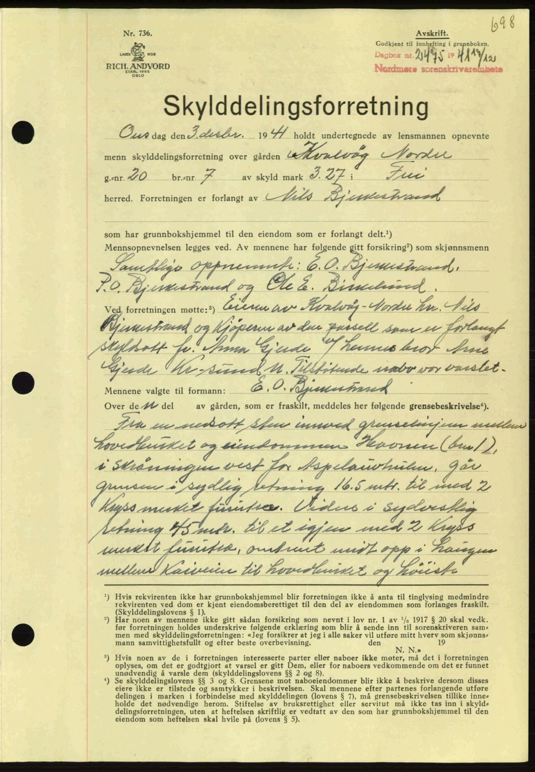 Nordmøre sorenskriveri, AV/SAT-A-4132/1/2/2Ca: Mortgage book no. A91, 1941-1942, Diary no: : 2470/1941