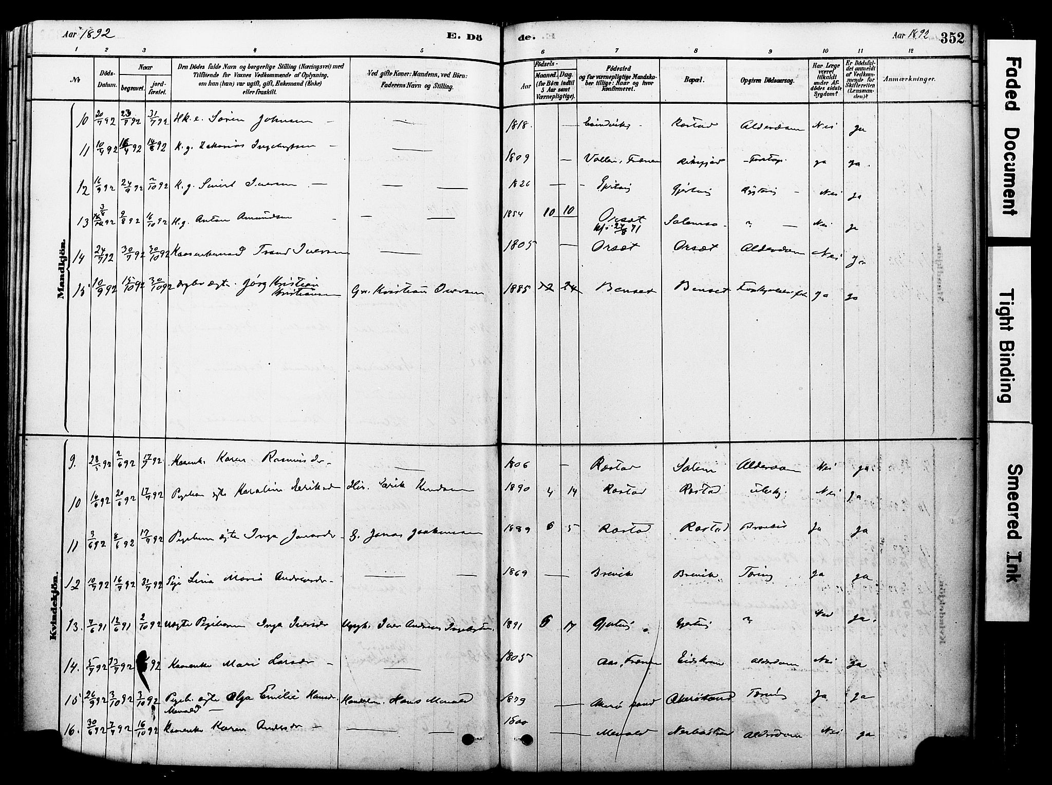 Ministerialprotokoller, klokkerbøker og fødselsregistre - Møre og Romsdal, SAT/A-1454/560/L0721: Parish register (official) no. 560A05, 1878-1917, p. 352