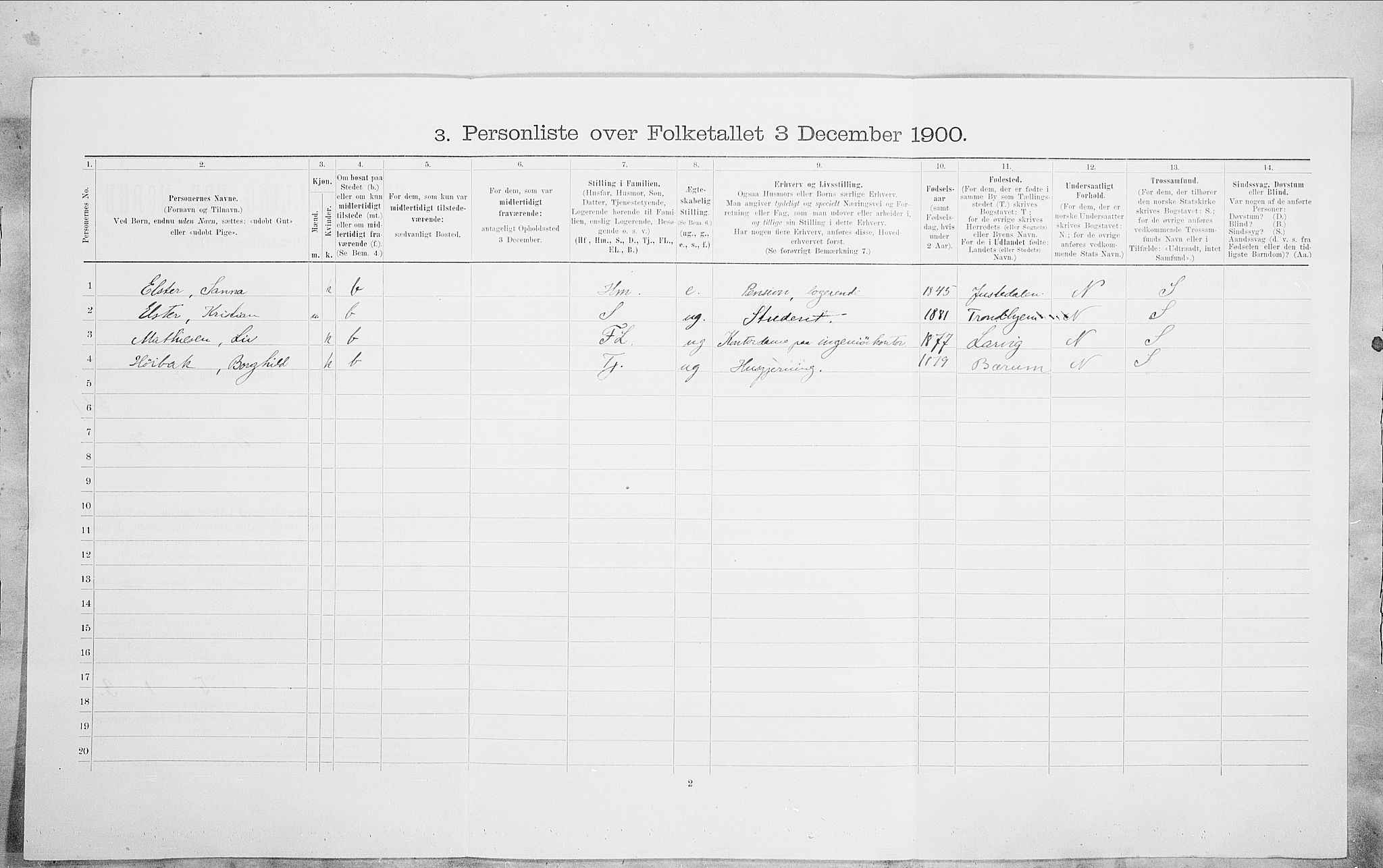 SAO, 1900 census for Kristiania, 1900, p. 91211