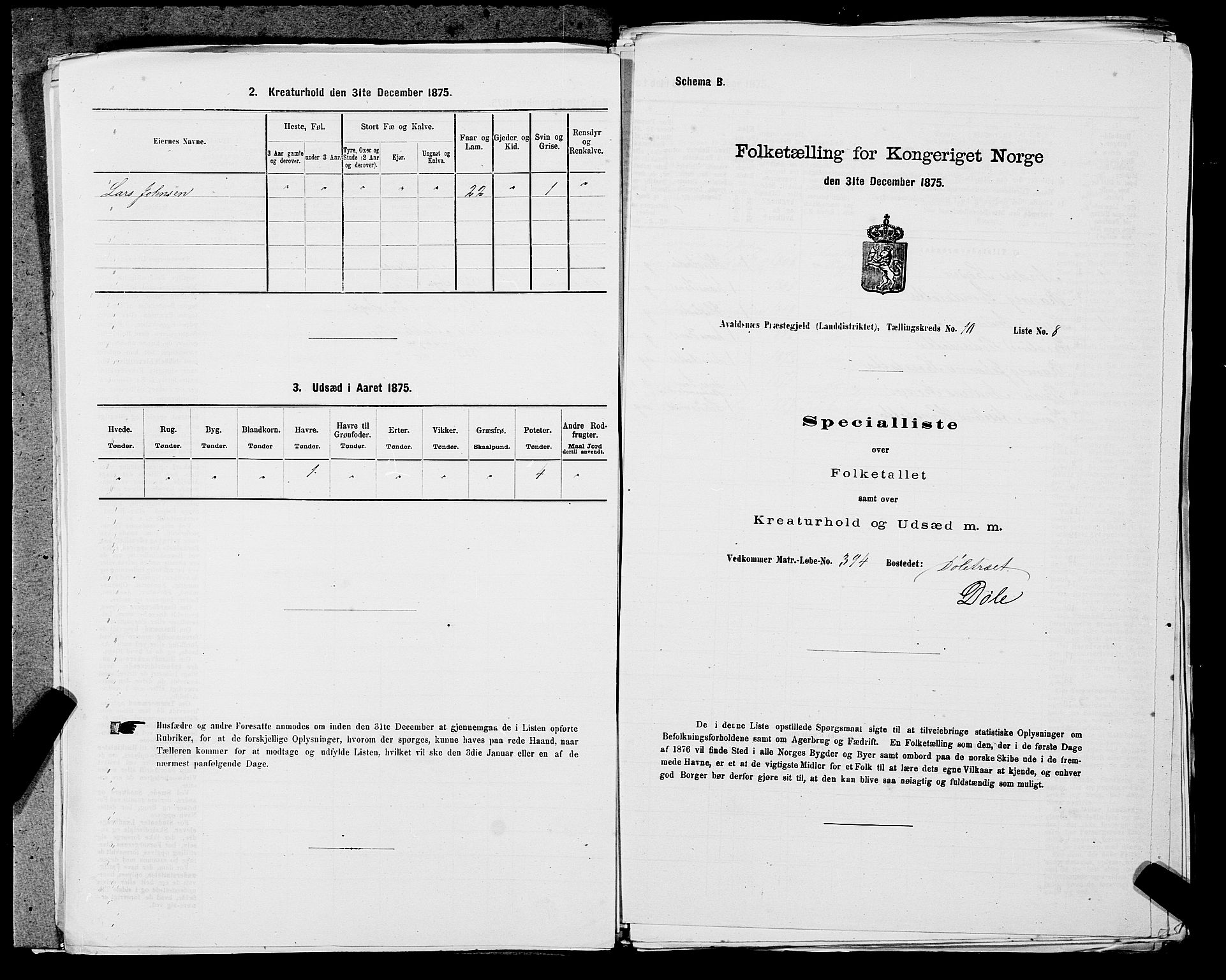 SAST, 1875 census for 1147L Avaldsnes/Avaldsnes og Kopervik, 1875, p. 1720