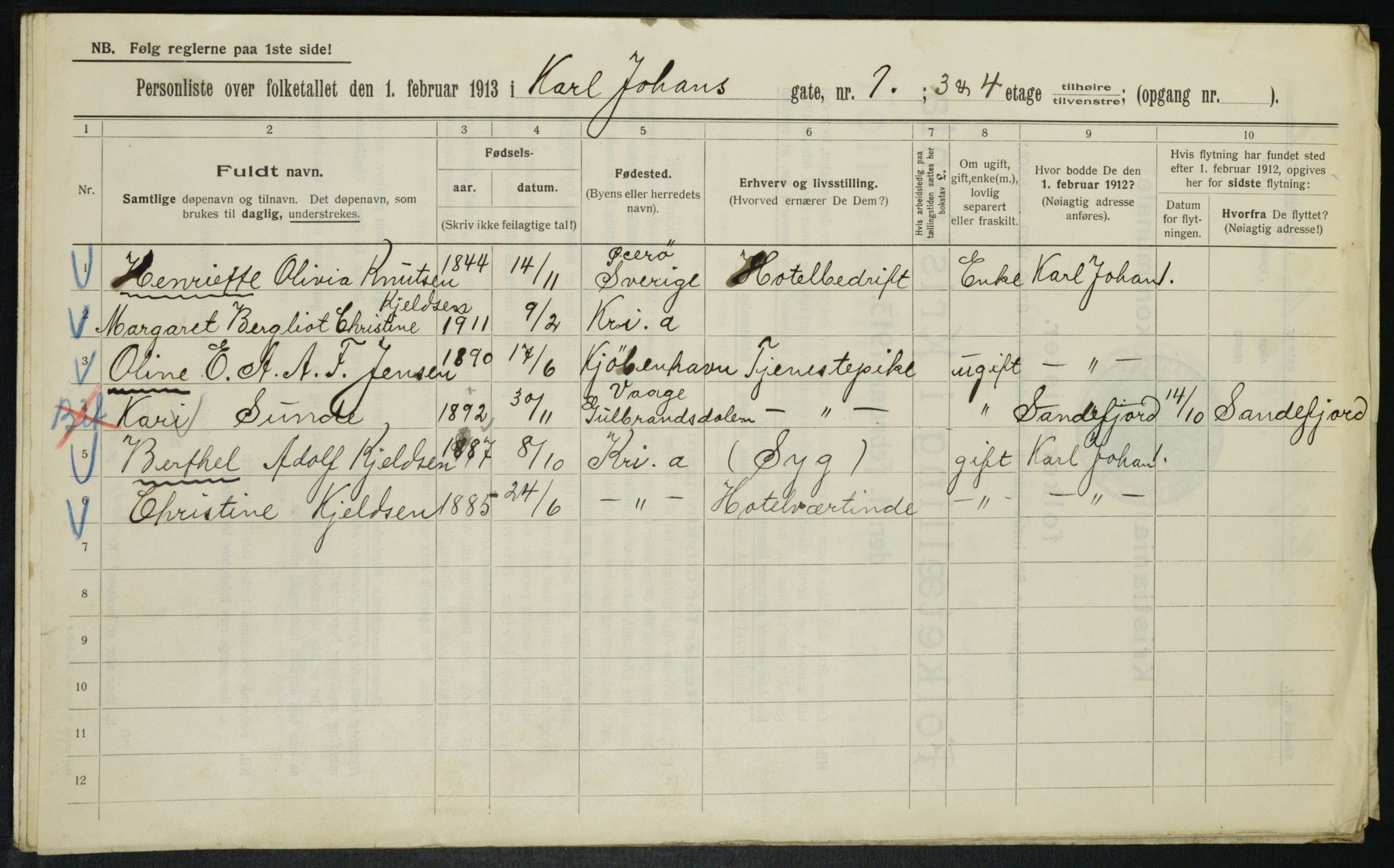 OBA, Municipal Census 1913 for Kristiania, 1913, p. 48421