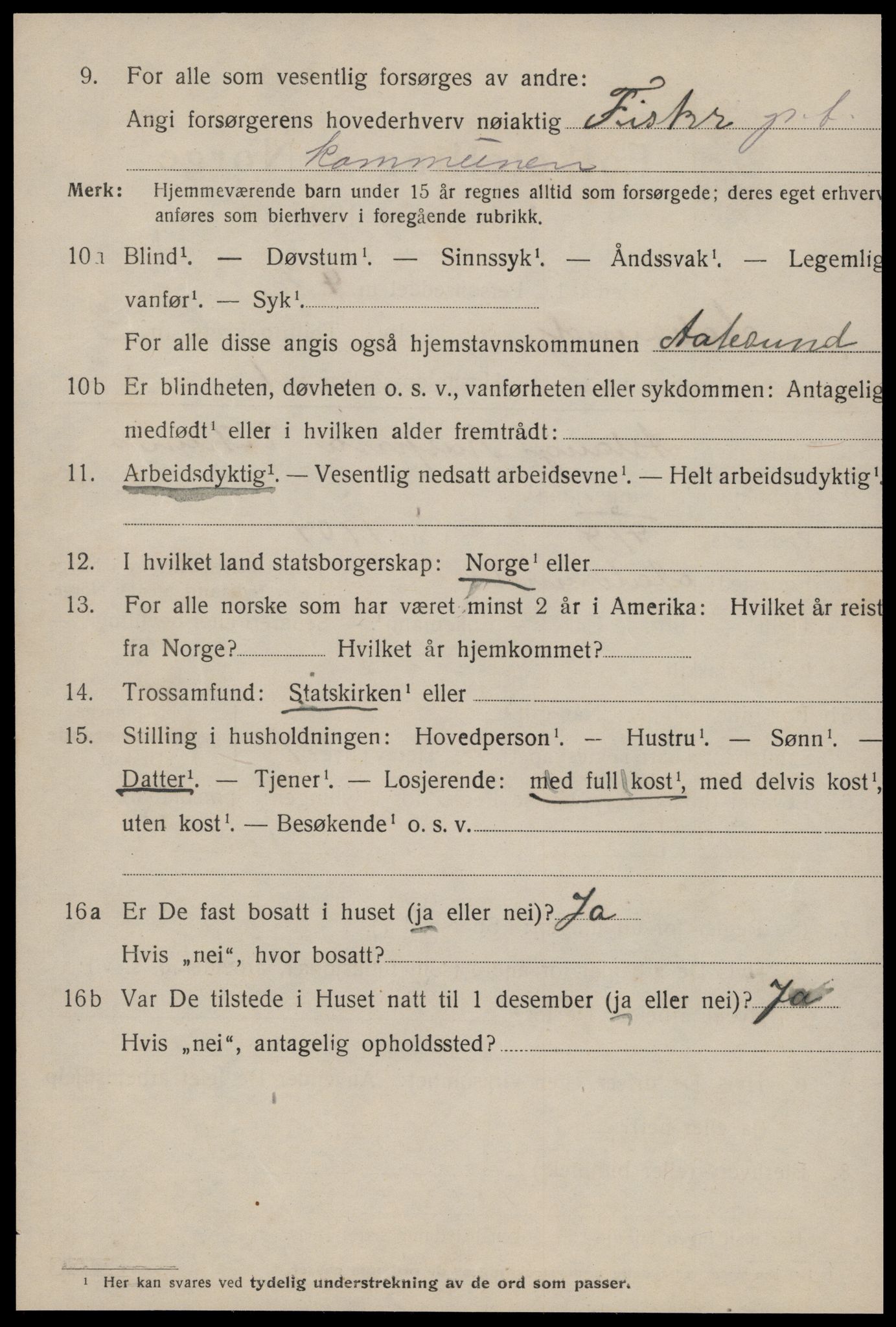 SAT, 1920 census for Ålesund, 1920, p. 11899