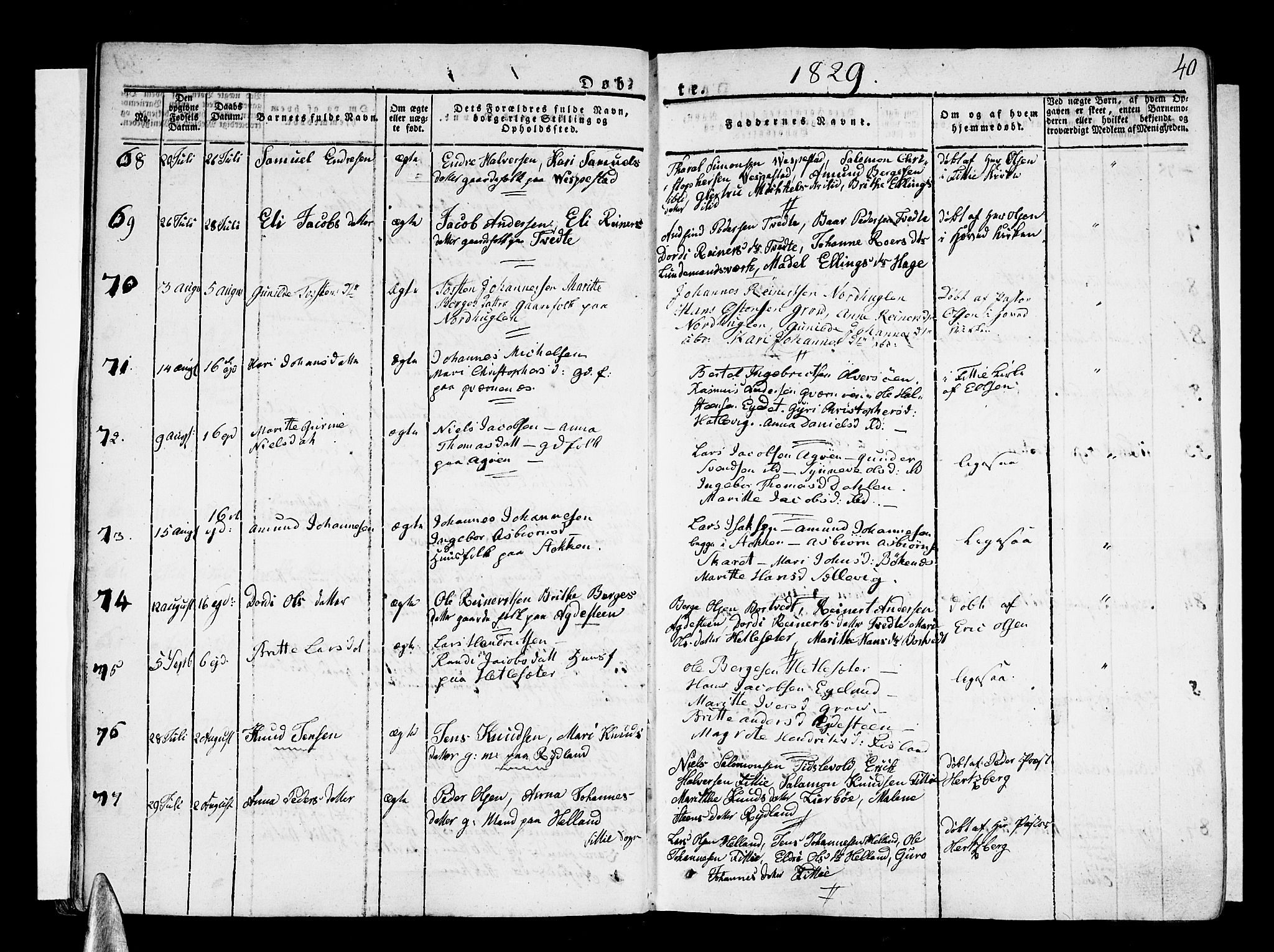 Stord sokneprestembete, SAB/A-78201/H/Haa: Parish register (official) no. A 6, 1826-1840, p. 40