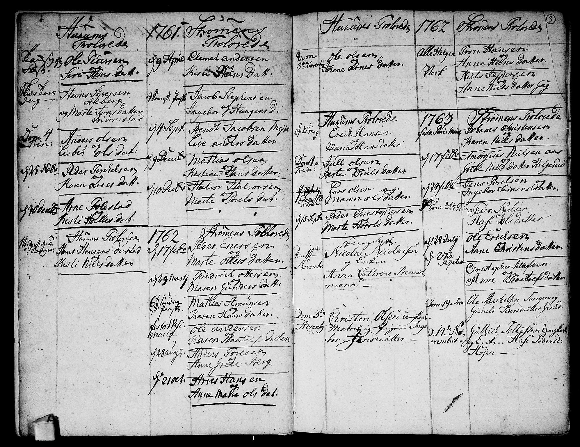 Hurum kirkebøker, SAKO/A-229/F/Fa/L0006: Parish register (official) no. 6, 1756-1770, p. 3