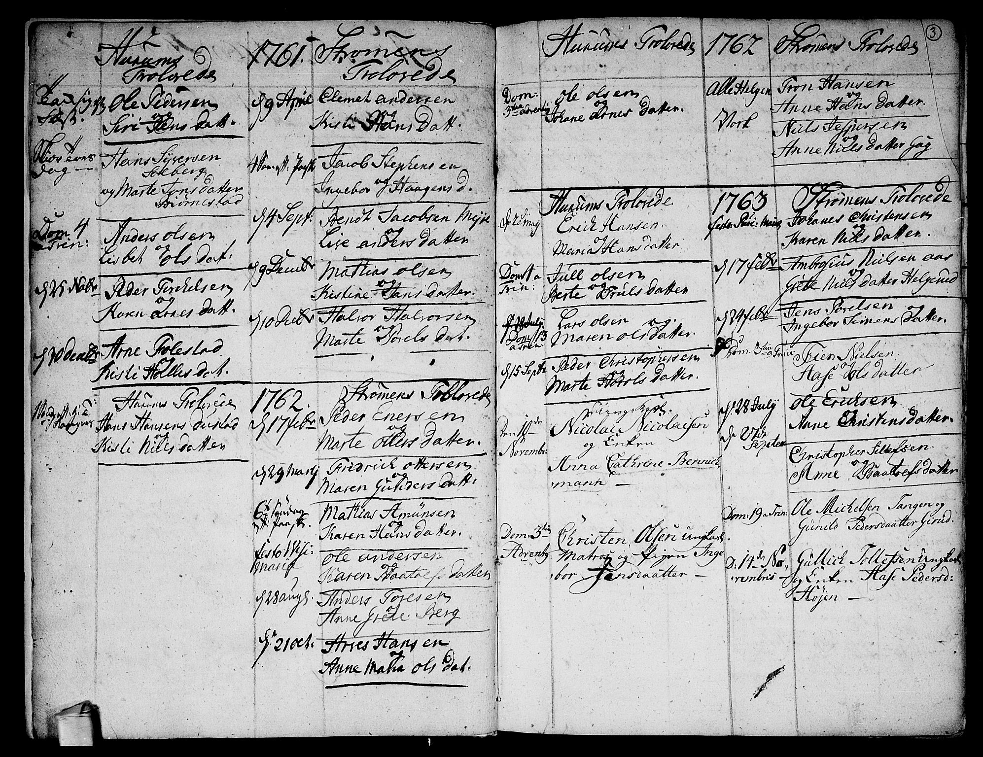 Hurum kirkebøker, AV/SAKO-A-229/F/Fa/L0006: Parish register (official) no. 6, 1756-1770, p. 3