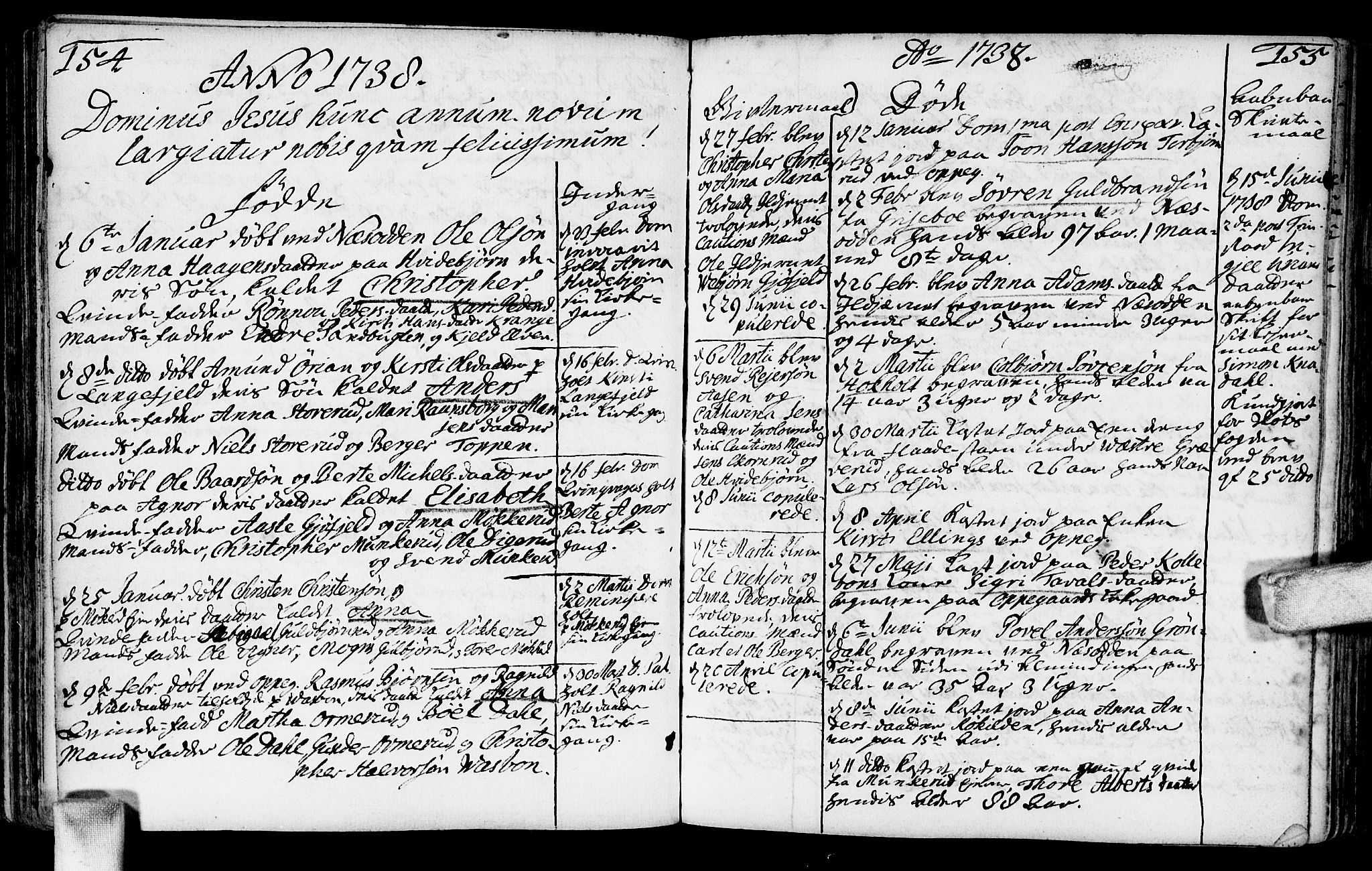 Nesodden prestekontor Kirkebøker, SAO/A-10013/F/Fa/L0001: Parish register (official) no. I 1, 1709-1749, p. 154-155