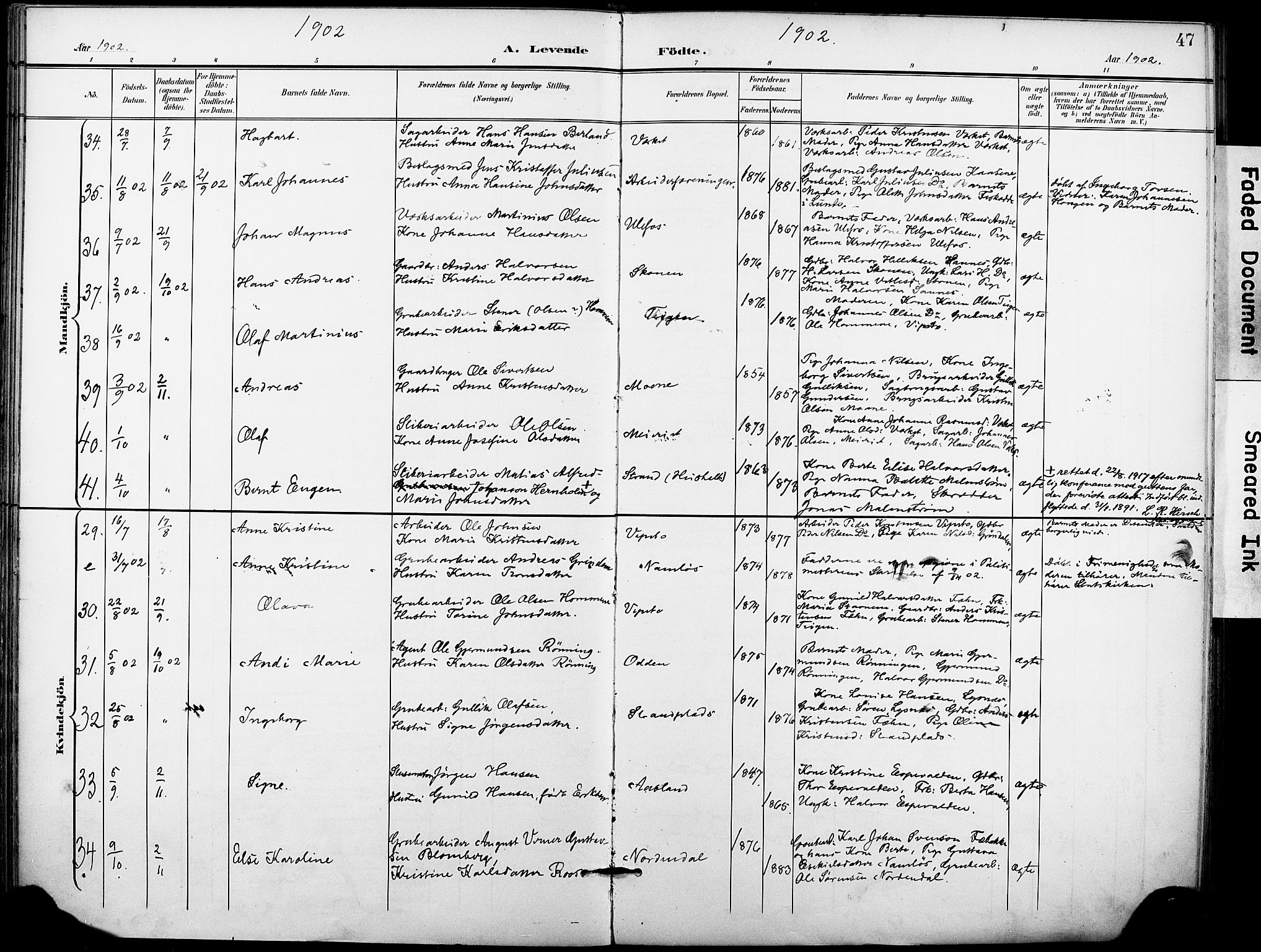 Holla kirkebøker, AV/SAKO-A-272/F/Fa/L0010: Parish register (official) no. 10, 1897-1907, p. 47