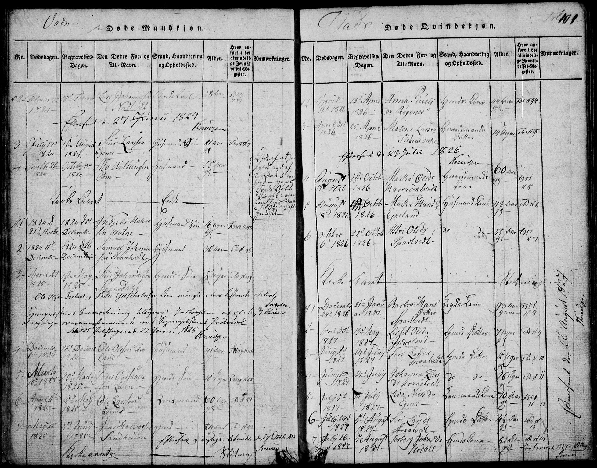 Skjold sokneprestkontor, AV/SAST-A-101847/H/Ha/Hab/L0002: Parish register (copy) no. B 2 /2, 1815-1830, p. 101