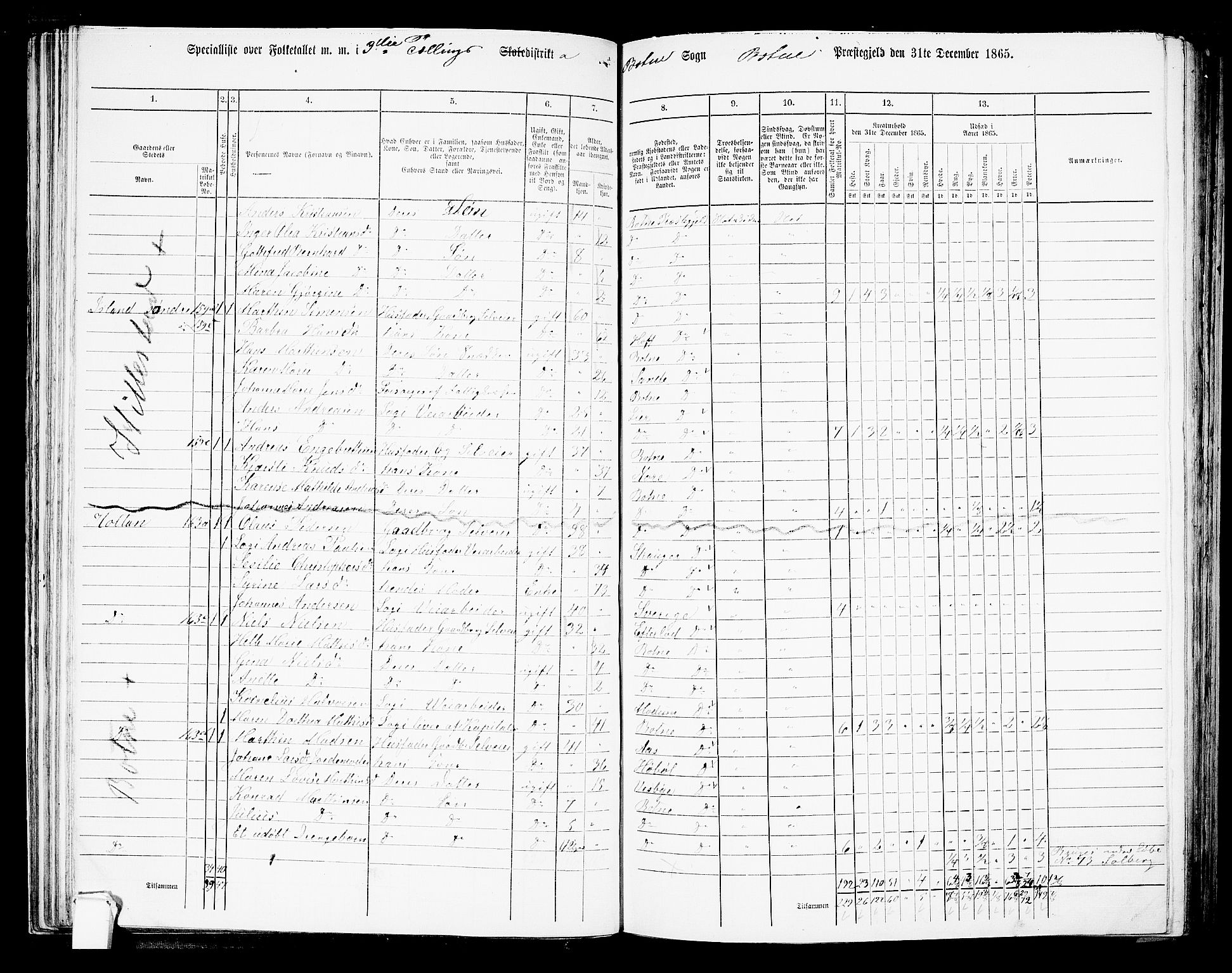 RA, 1865 census for Botne/Botne og Hillestad, 1865, p. 62