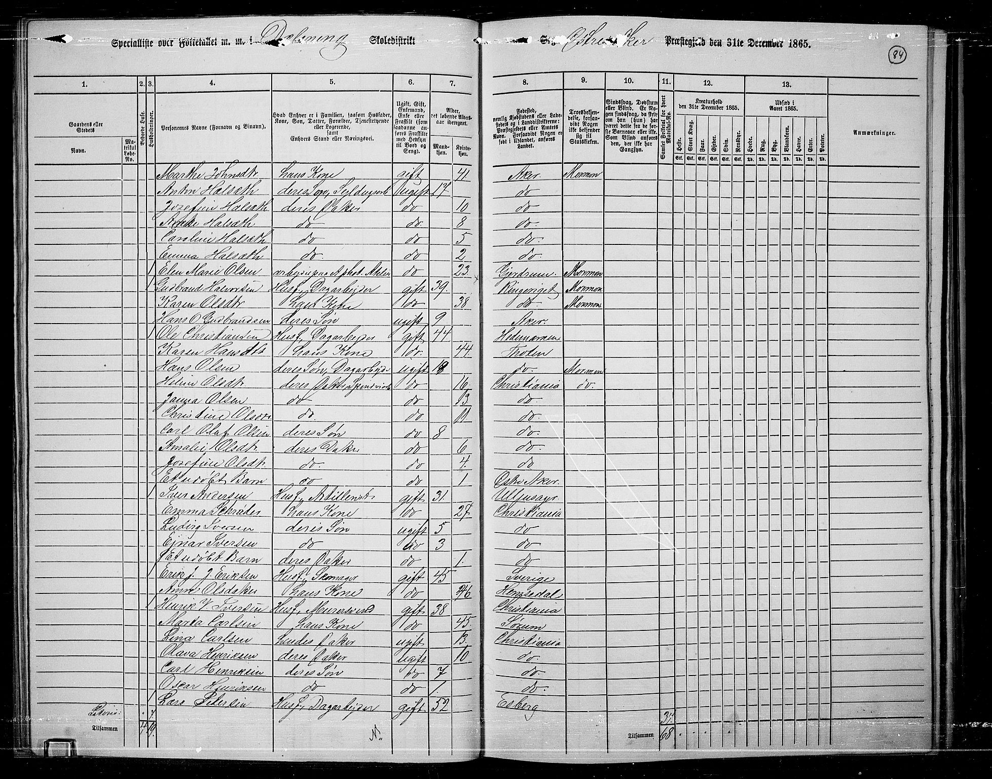 RA, 1865 census for Østre Aker, 1865, p. 81