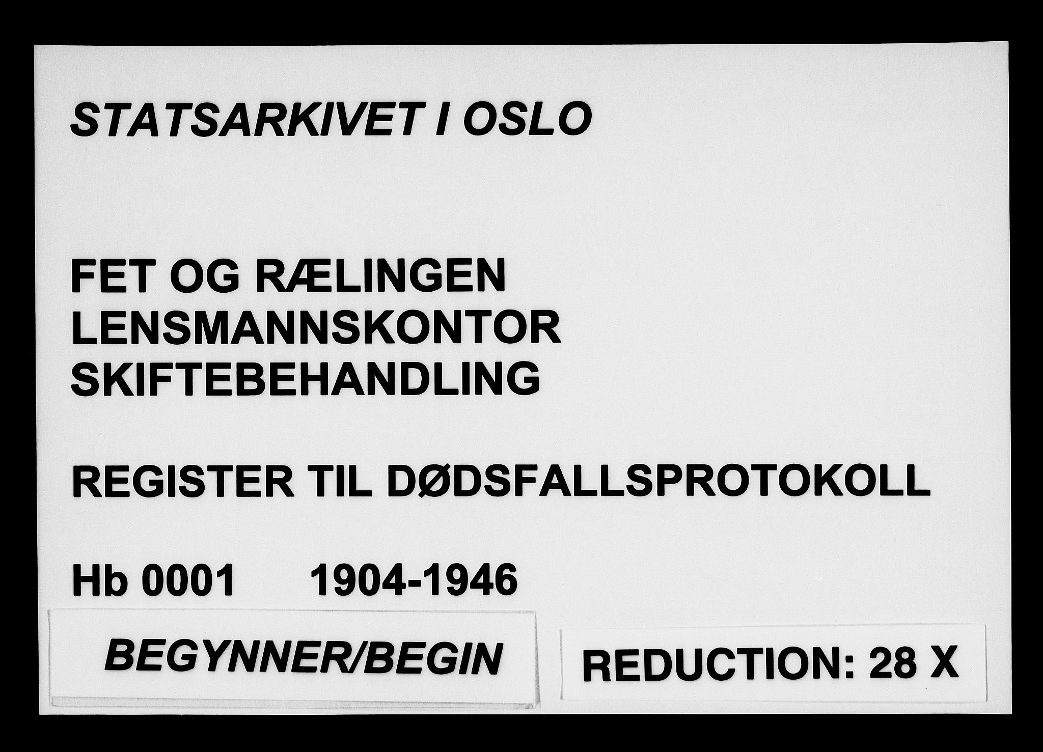 Fet og Rælingen lensmannskontor, AV/SAO-A-10769/H/Hb/L0001: Register over anmeldte dødsfall, 1904-1987