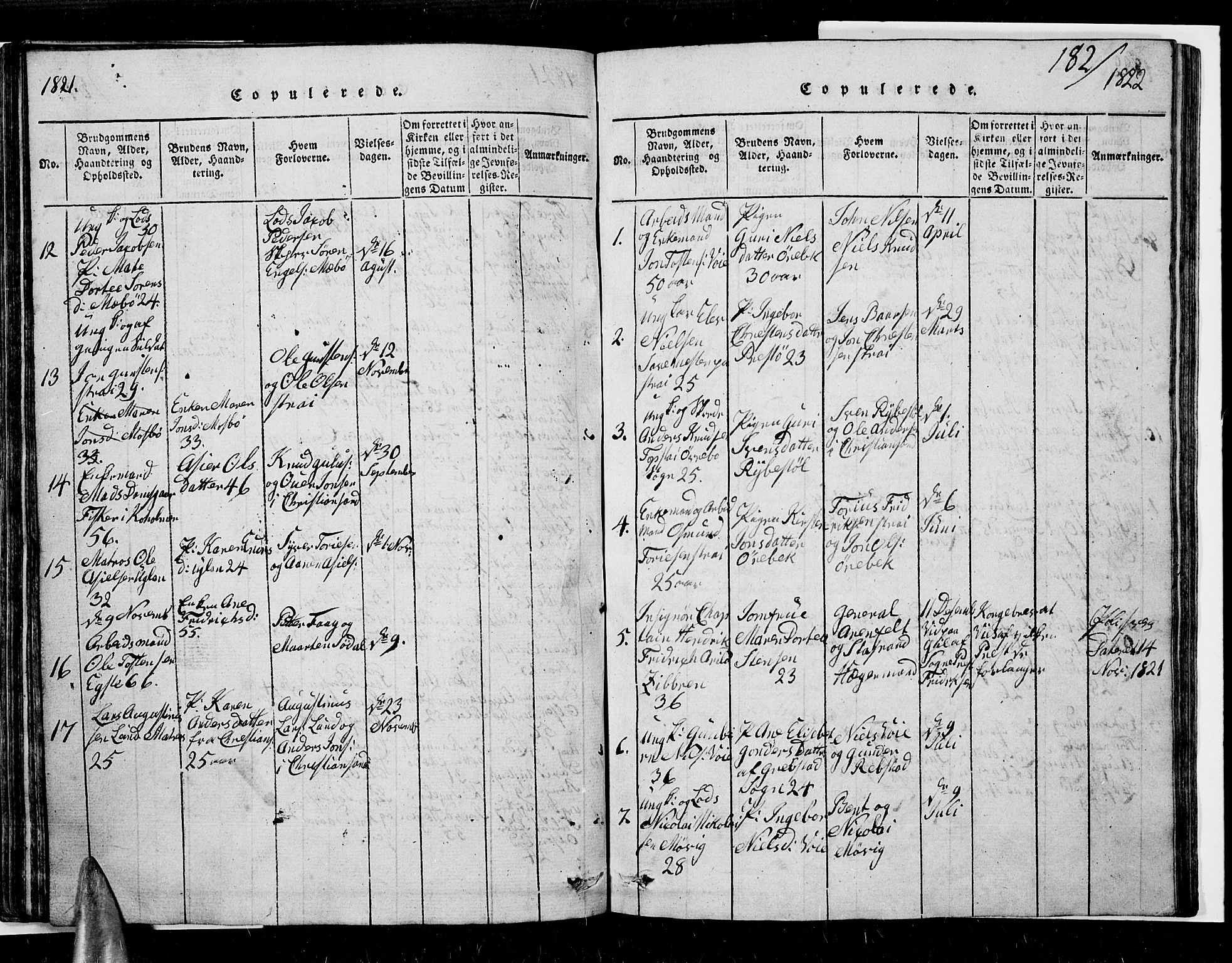 Oddernes sokneprestkontor, SAK/1111-0033/F/Fb/Fba/L0003: Parish register (copy) no. B 3, 1820-1838, p. 182