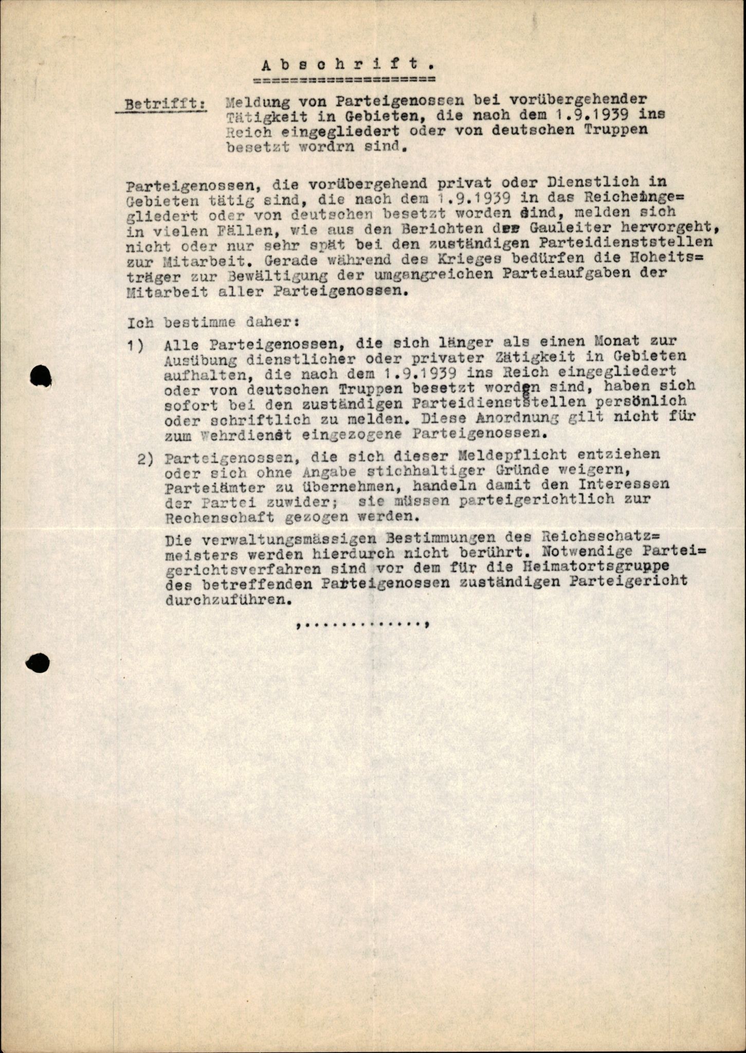 Forsvarets Overkommando. 2 kontor. Arkiv 11.4. Spredte tyske arkivsaker, AV/RA-RAFA-7031/D/Dar/Darb/L0015: Reichskommissariat - NSDAP in Norwegen, 1938-1945, p. 37