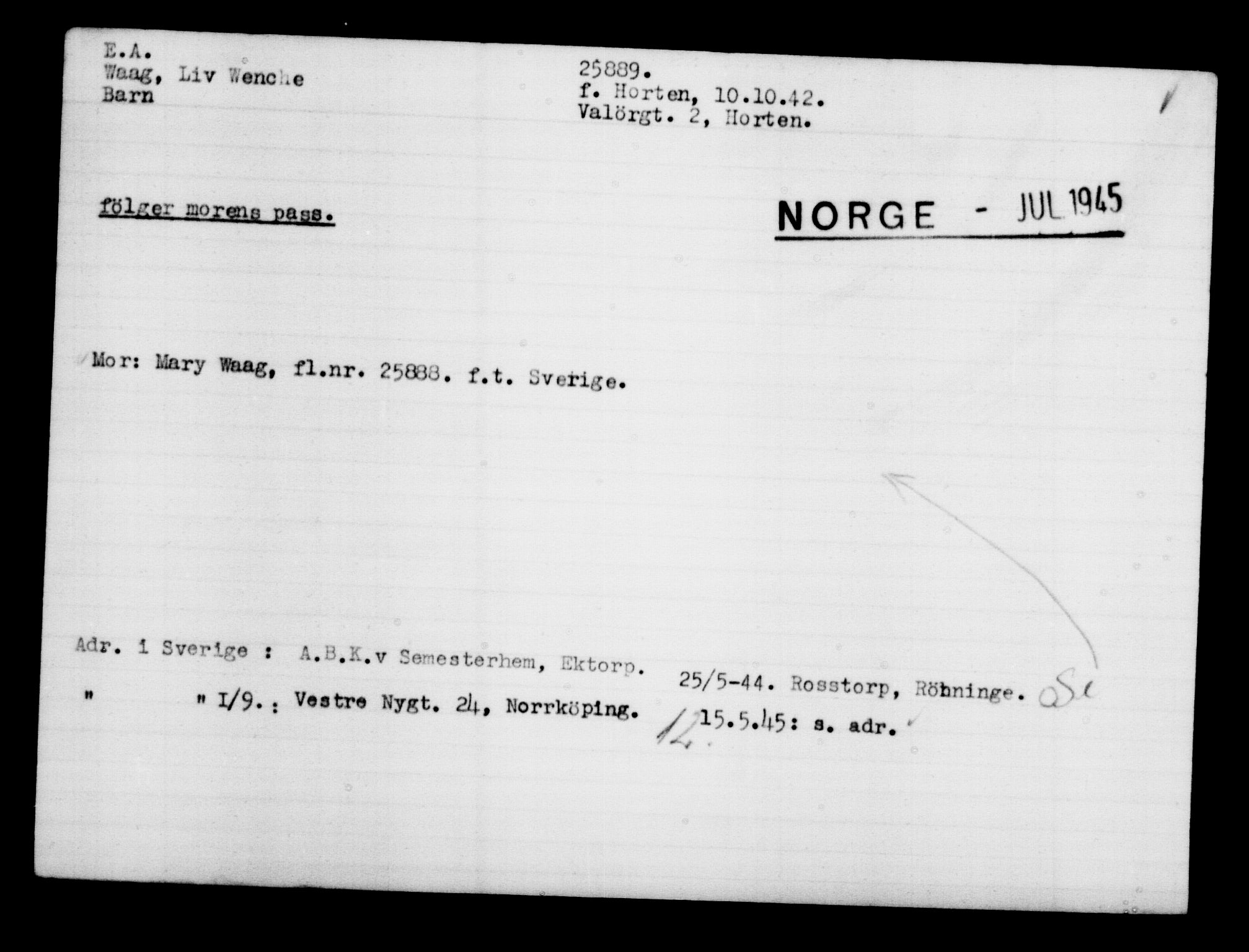 Den Kgl. Norske Legasjons Flyktningskontor, AV/RA-S-6753/V/Va/L0011: Kjesäterkartoteket.  Flyktningenr. 25300-28349, 1940-1945, p. 614